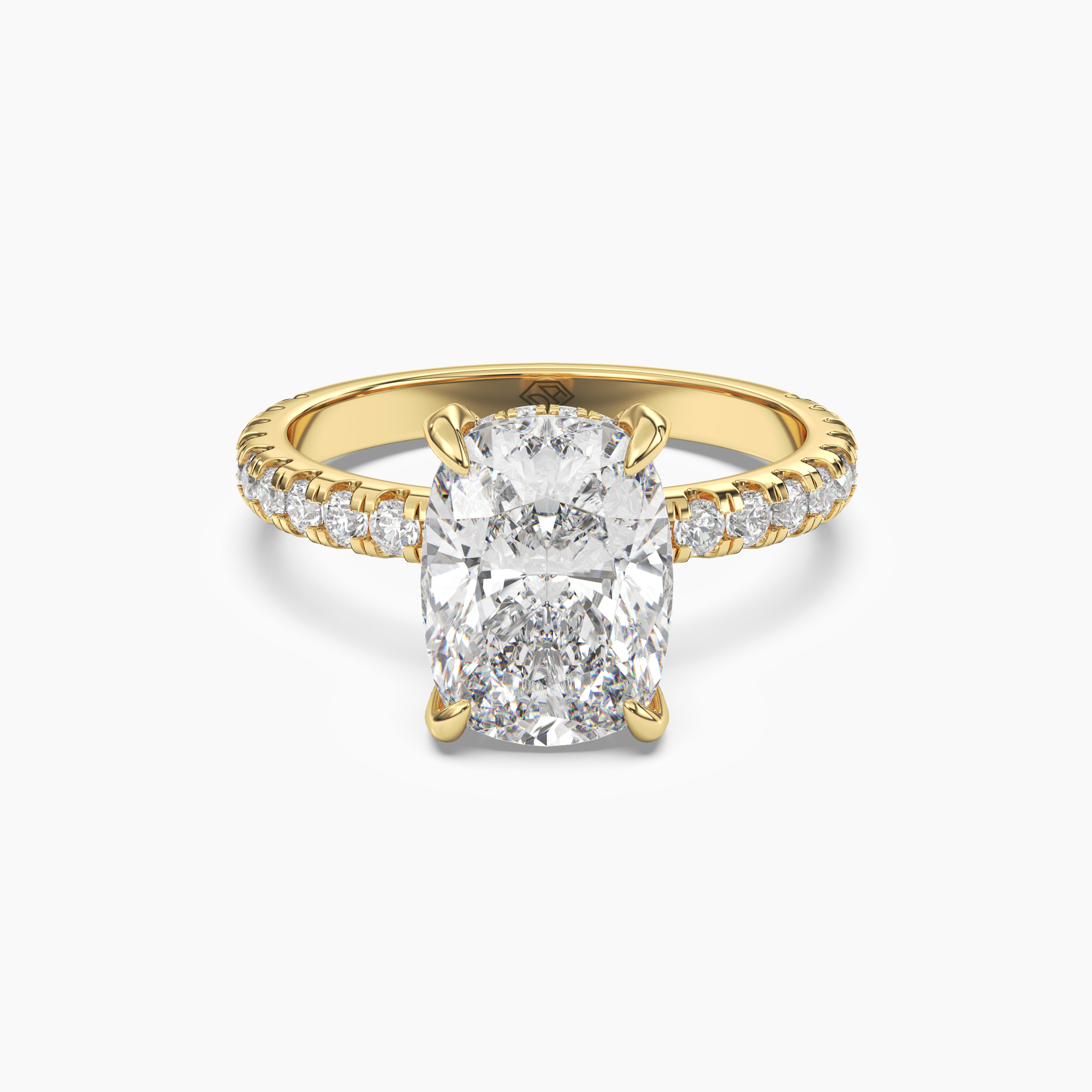 Serena 2 Carat Cushion Cut Hidden Halo Lab Grown Diamond Ring in Silver - View 4