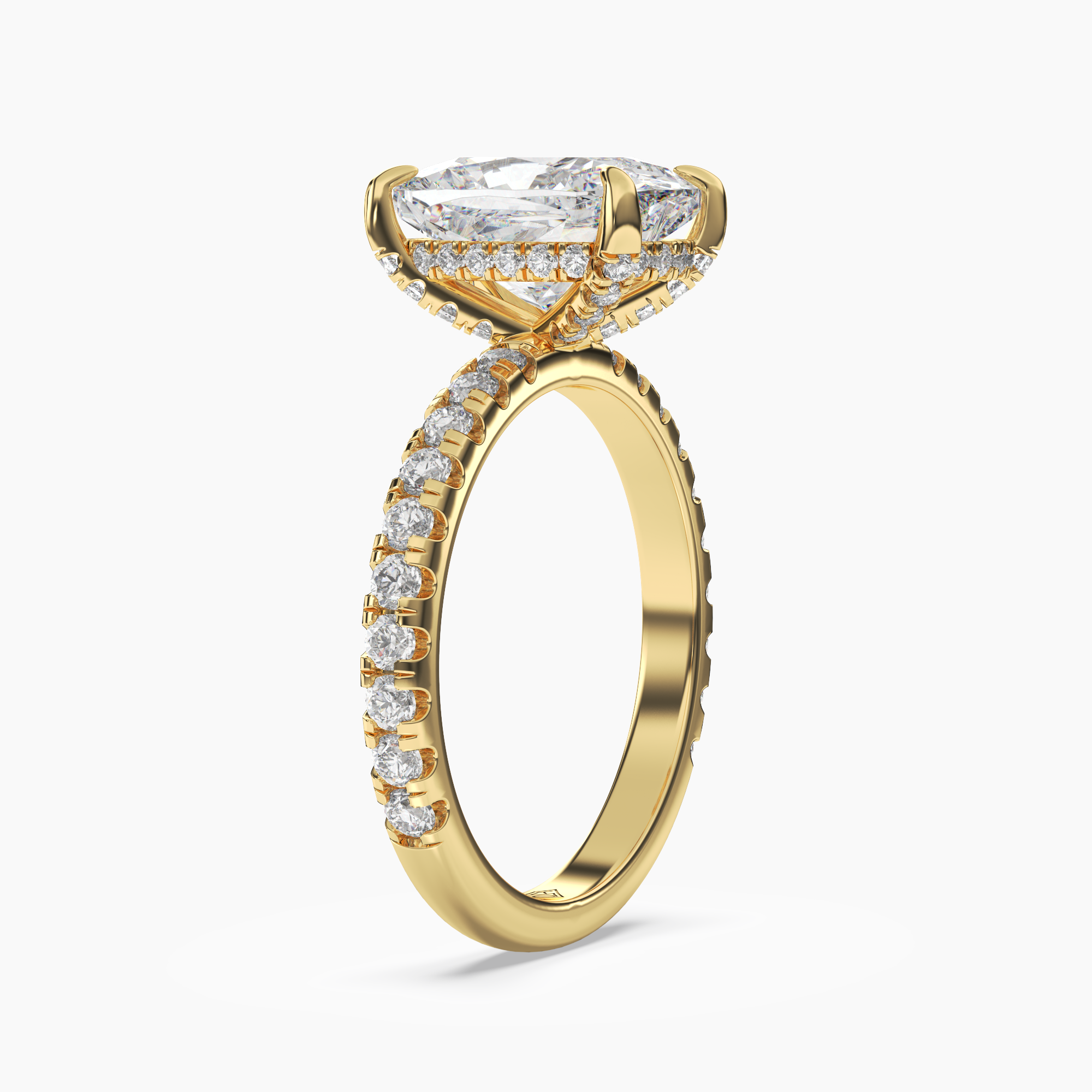Serena 3.5 Carat Cushion Cut Hidden Halo Lab Grown Diamond Ring in 14K White Gold - View 5