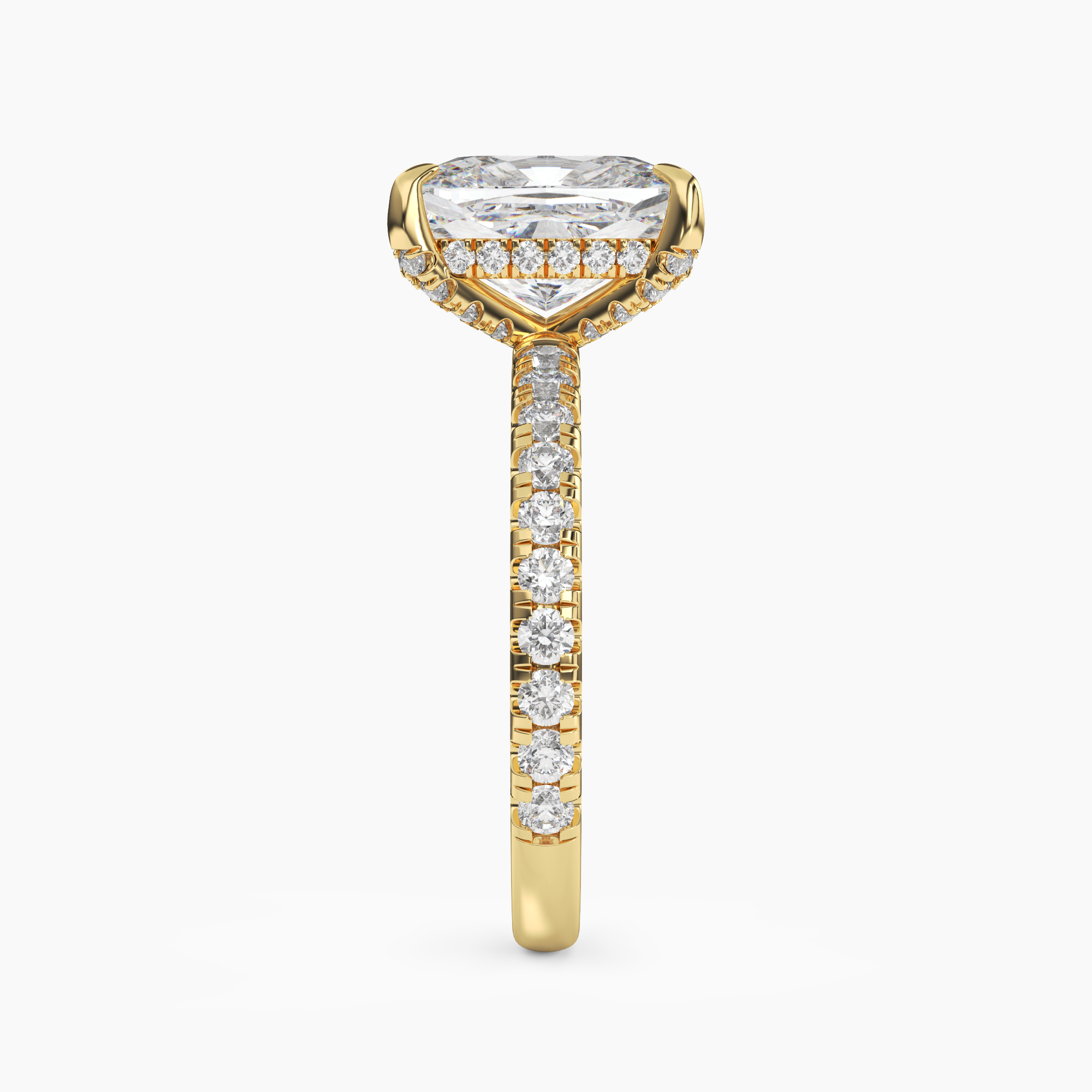 Serena 2 Carat Cushion Cut Hidden Halo Lab Grown Diamond Ring in 14K Yellow Gold - View 3