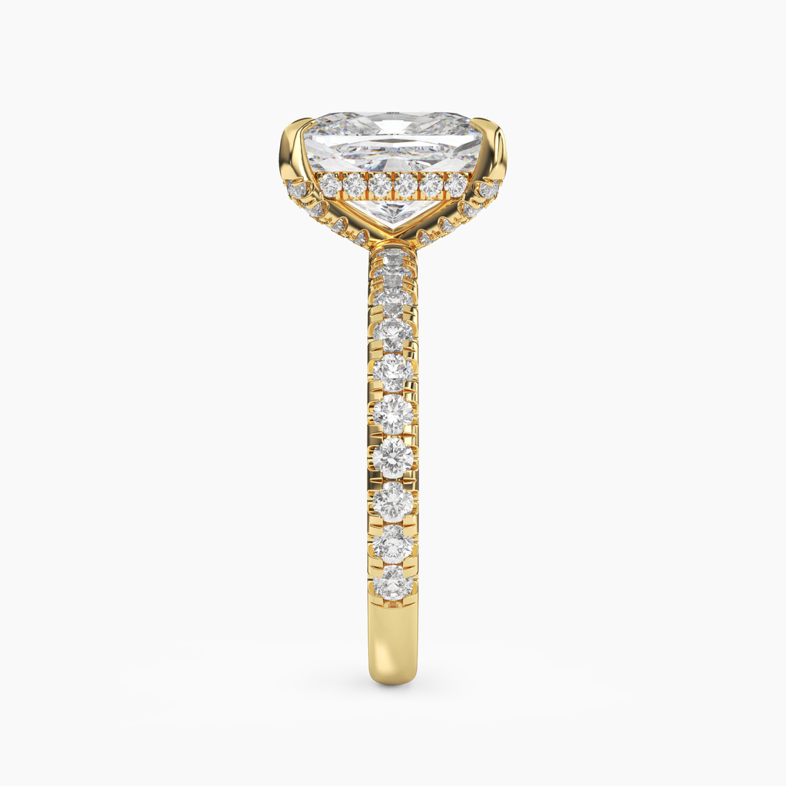 Serena 4.5 Carat Cushion Cut Hidden Halo Lab Grown Diamond Ring in 10K White Gold - View 6