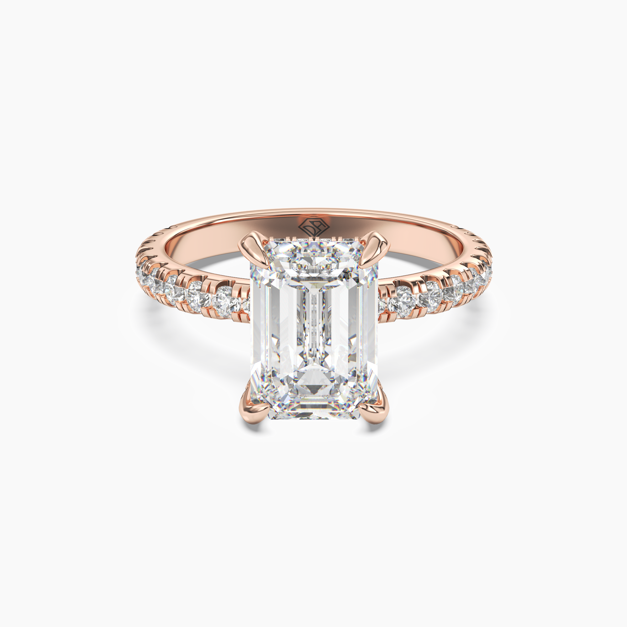 Serena 4.5 Carat Emerald Cut Hidden Halo Lab Grown Diamond Ring in 18K White Gold - View 7