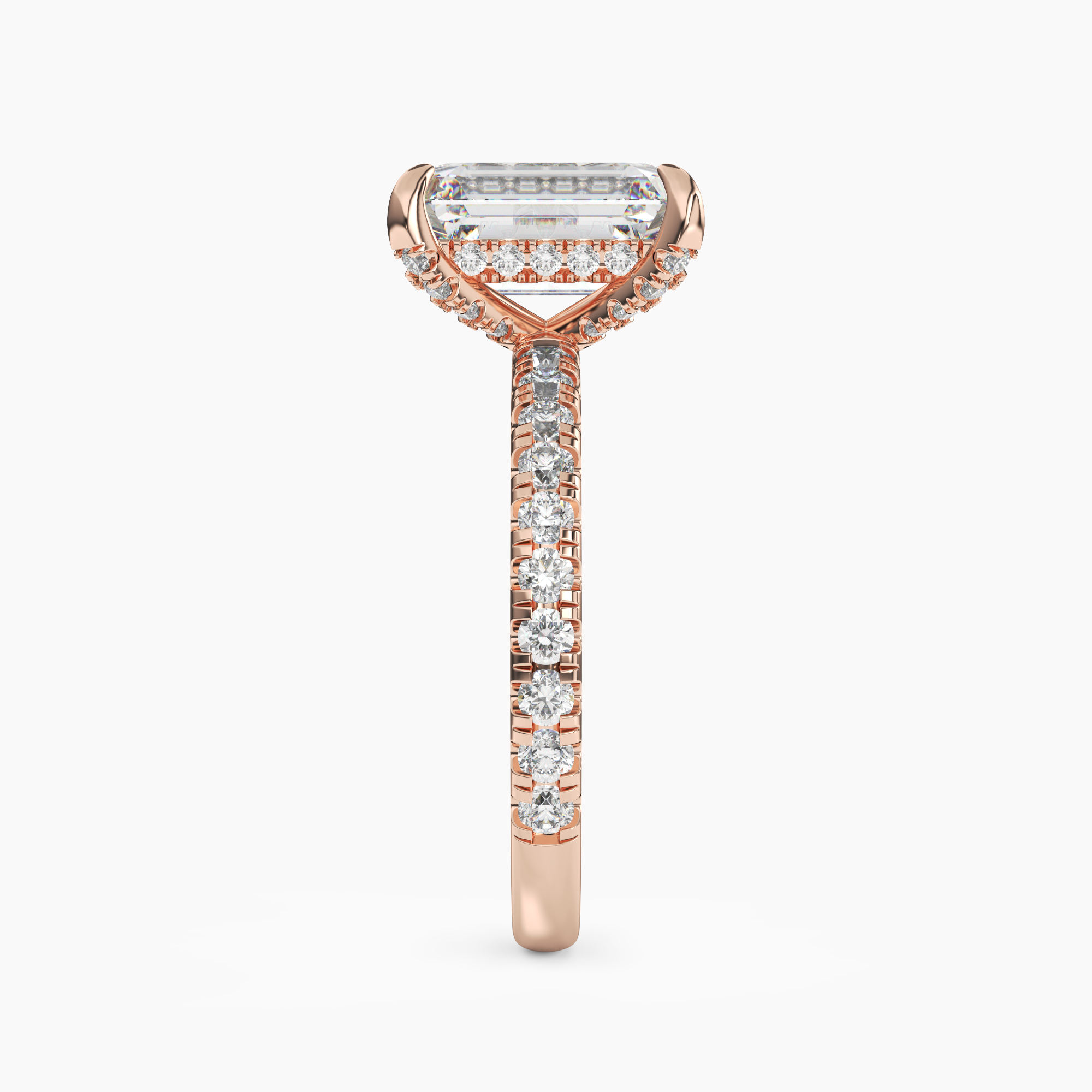Serena 1.5 Carat Emerald Cut Hidden Halo Lab Grown Diamond Ring in 14K White Gold - View 9