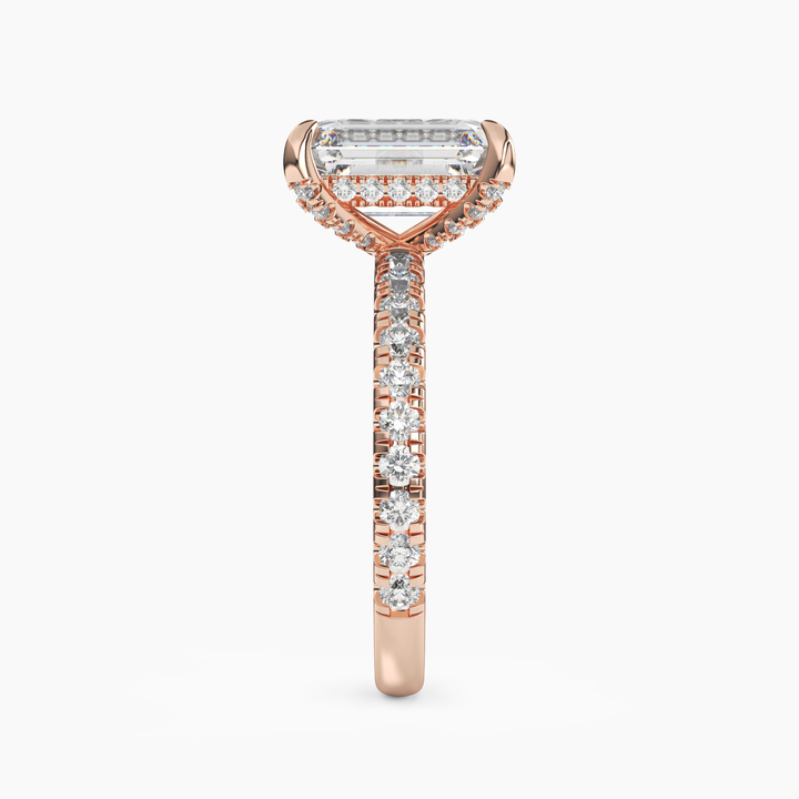 Serena 1.5 Carat Emerald Cut Hidden Halo Lab Grown Diamond Ring in 14K Yellow Gold - View 9