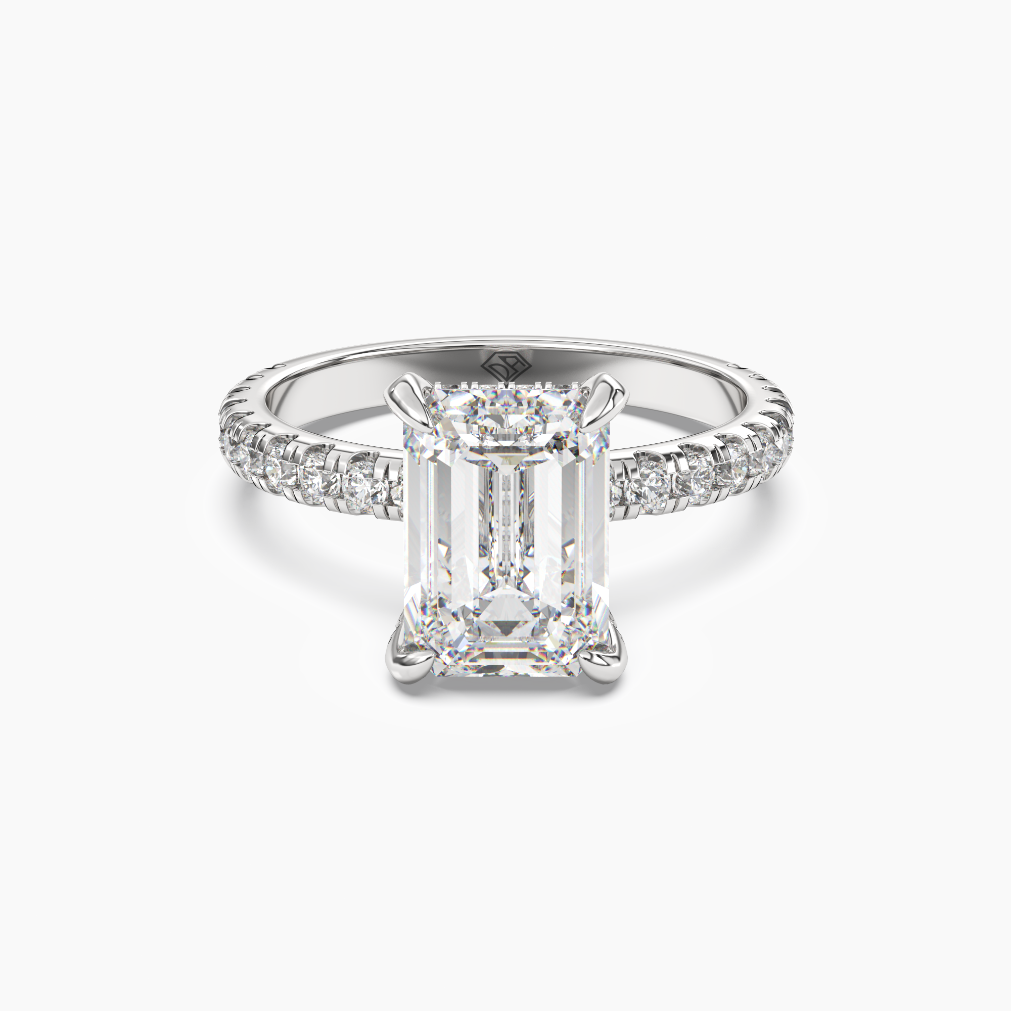 Serena 3 Carat Emerald Cut Hidden Halo Lab Grown Diamond Ring in 14K Rose Gold - View 4