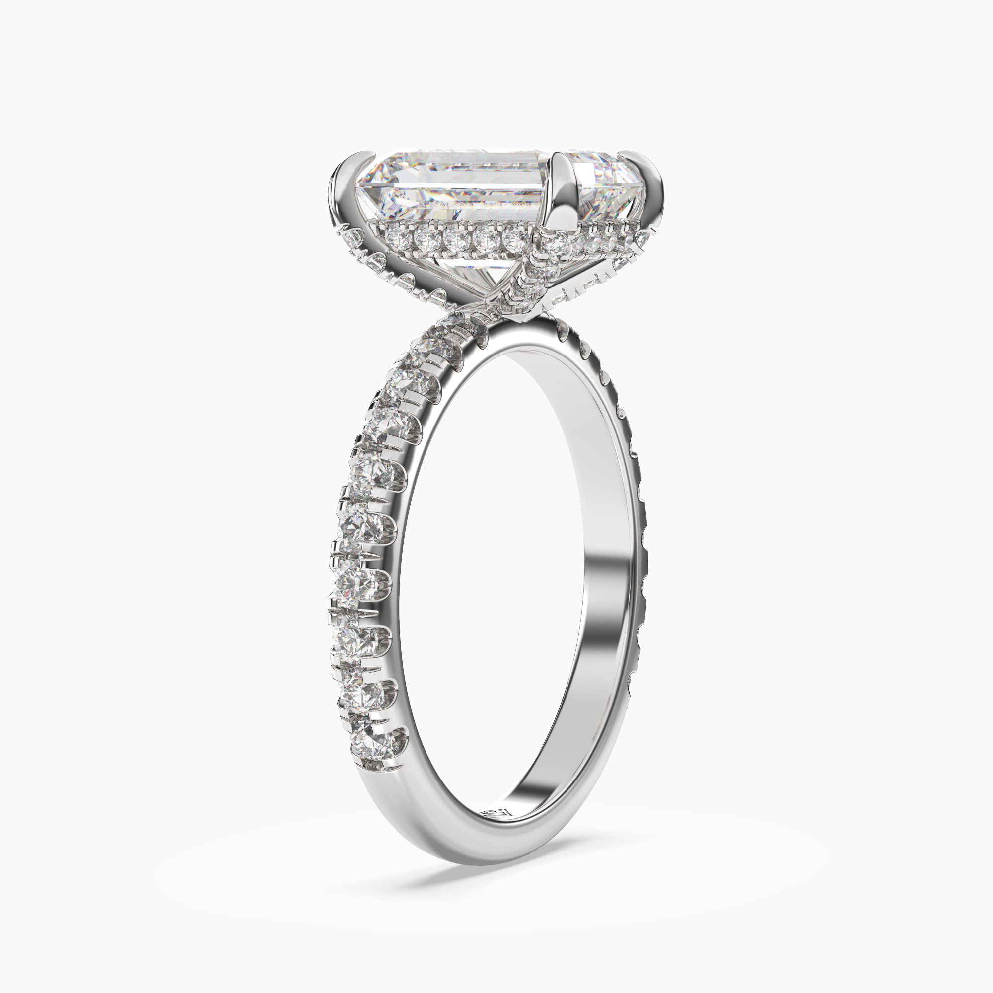 Serena 4.5 Carat Emerald Cut Hidden Halo Lab Grown Diamond Ring in 14K Rose Gold - View 5
