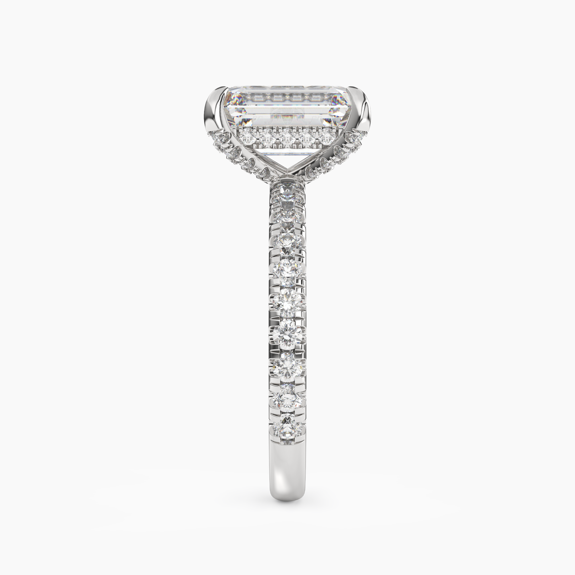 Serena 4.5 Carat Emerald Cut Hidden Halo Lab Grown Diamond Ring in 14K Rose Gold - View 6