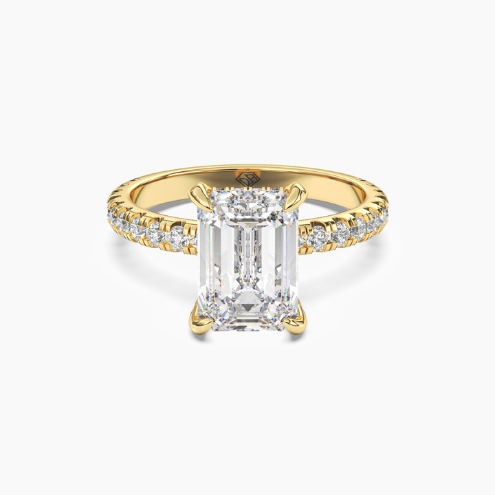 Serena 1.5 Carat Emerald Cut Hidden Halo Lab Grown Diamond Ring in 14K Yellow Gold