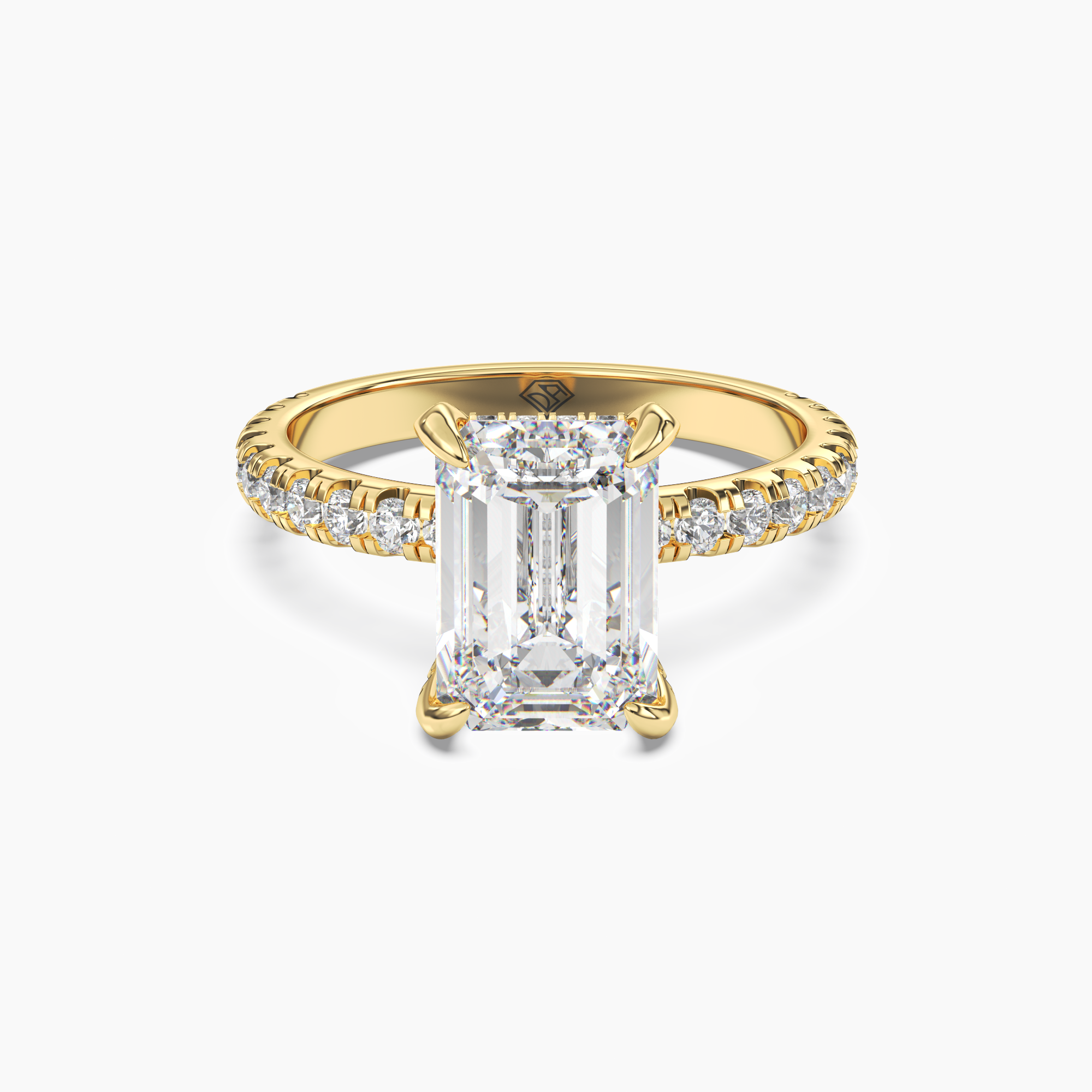 Serena 4.5 Carat Emerald Cut Hidden Halo Lab Grown Diamond Ring in 18K White Gold - View 4