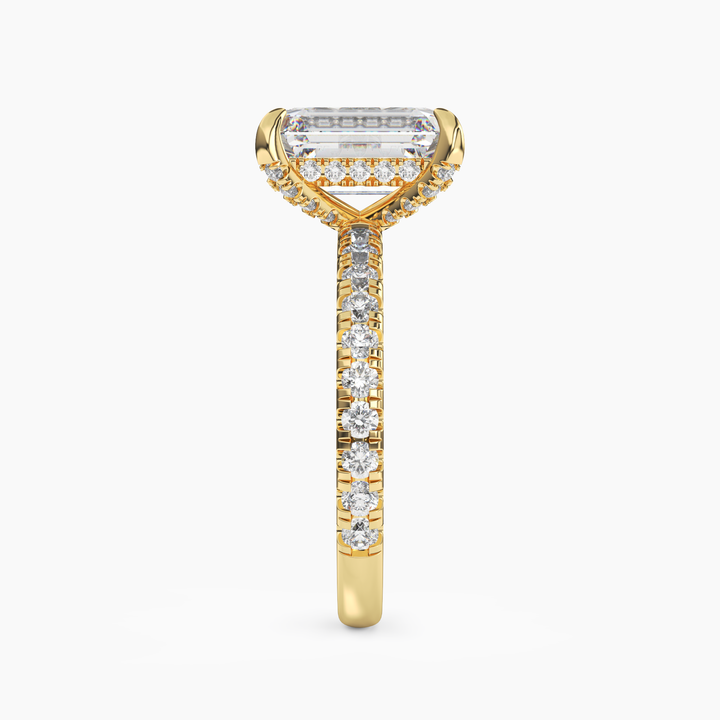 Serena 1 Carat Emerald Cut Hidden Halo Lab Grown Diamond Ring in 10K Rose Gold - View 9