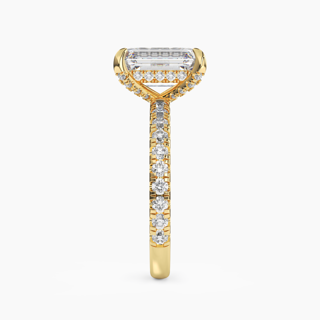 Serena 4 Carat Emerald Cut Hidden Halo Lab Grown Diamond Ring in 14K White Gold - View 6