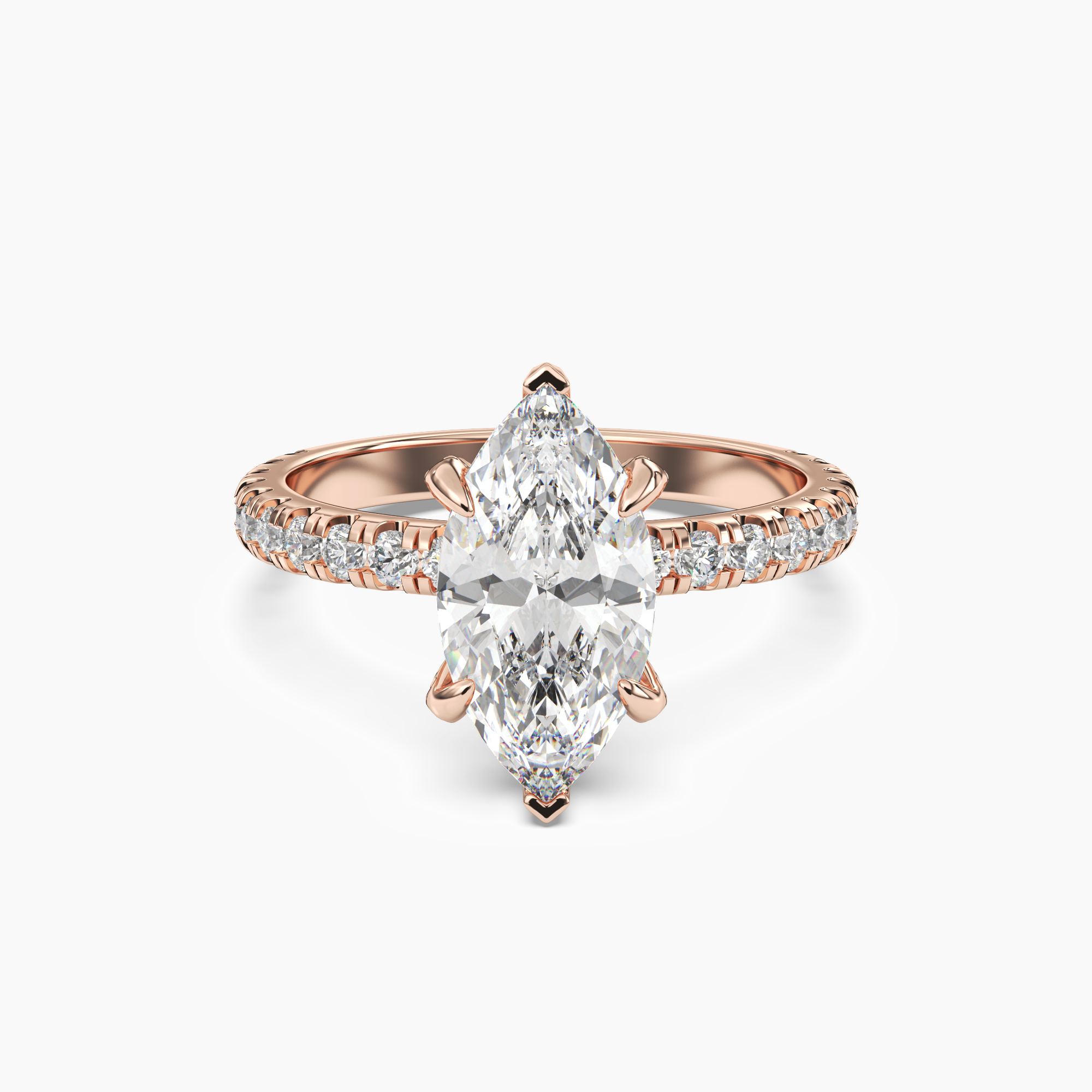 Serena 2.5 Carat Marquise Cut Hidden Halo Lab Grown Diamond Ring in 10K White Gold - View 7