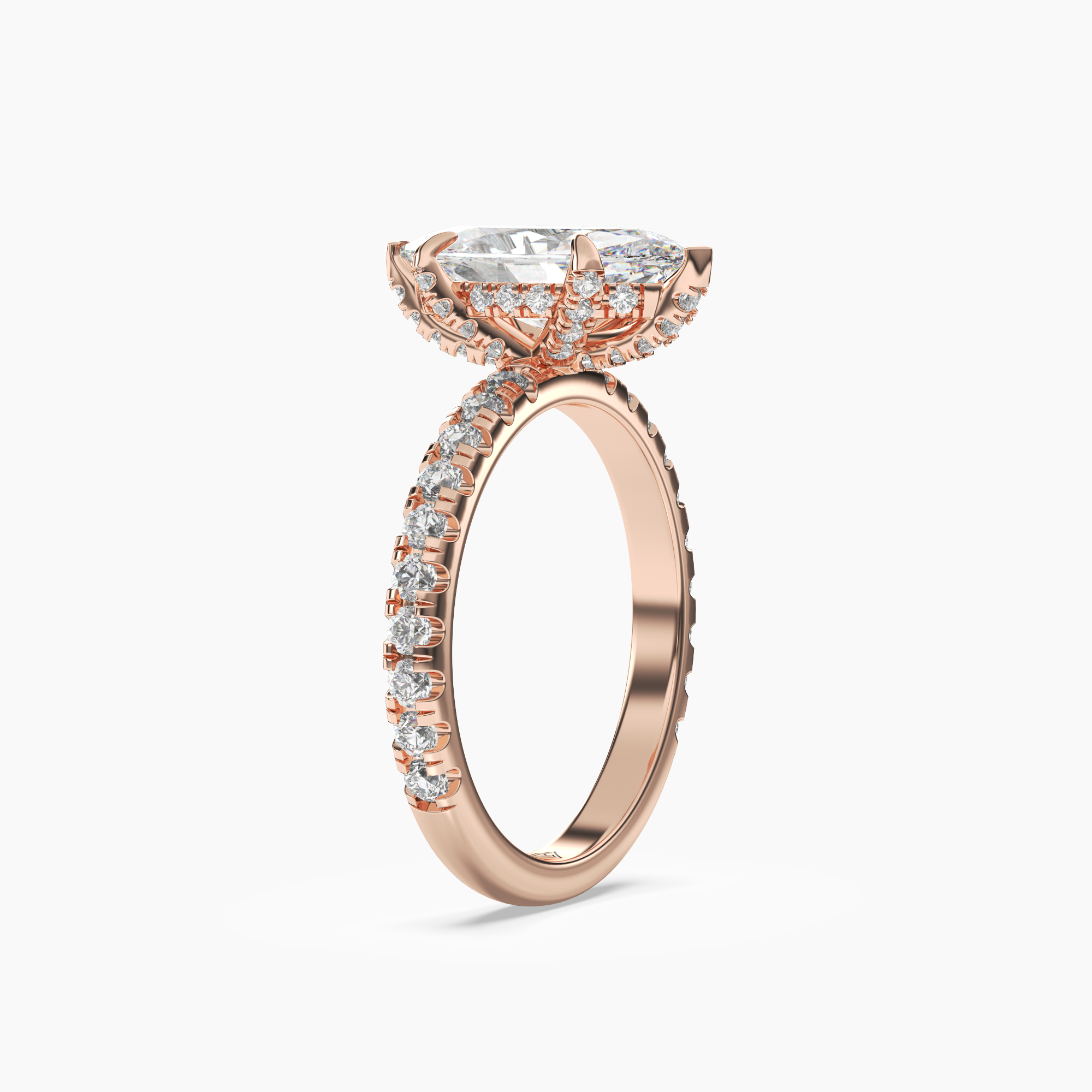 Serena 2 Carat Marquise Cut Hidden Halo Lab Grown Diamond Ring in Platinum - View 8
