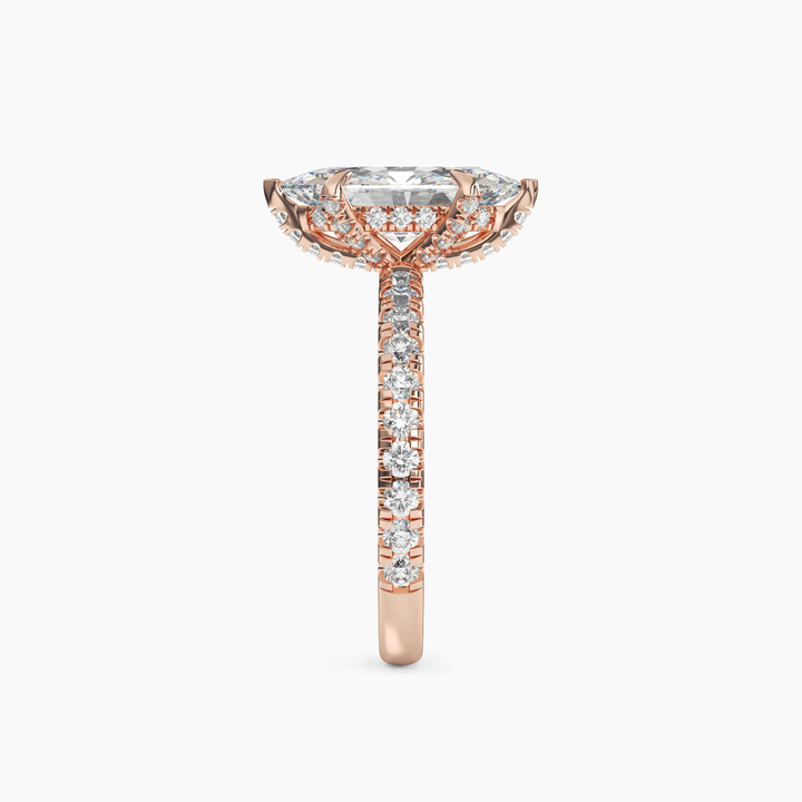 Serena 1 Carat Marquise Cut Hidden Halo Lab Grown Diamond Ring in 14K Yellow Gold - View 9