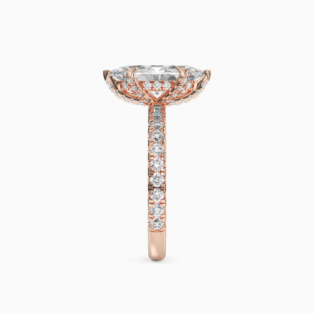 Serena 2 Carat Marquise Cut Hidden Halo Lab Grown Diamond Ring in 14K Rose Gold - View 3
