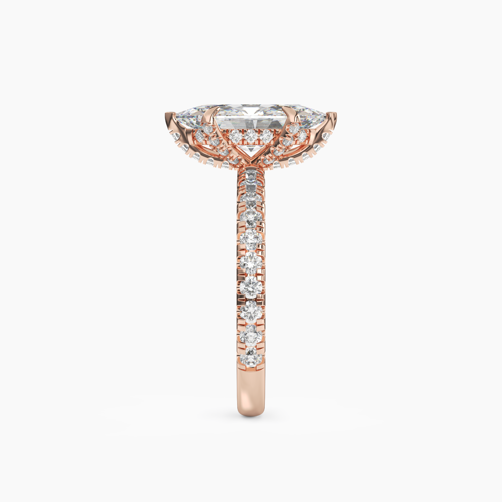 Serena 2 Carat Marquise Cut Hidden Halo Lab Grown Diamond Ring in Platinum - View 9