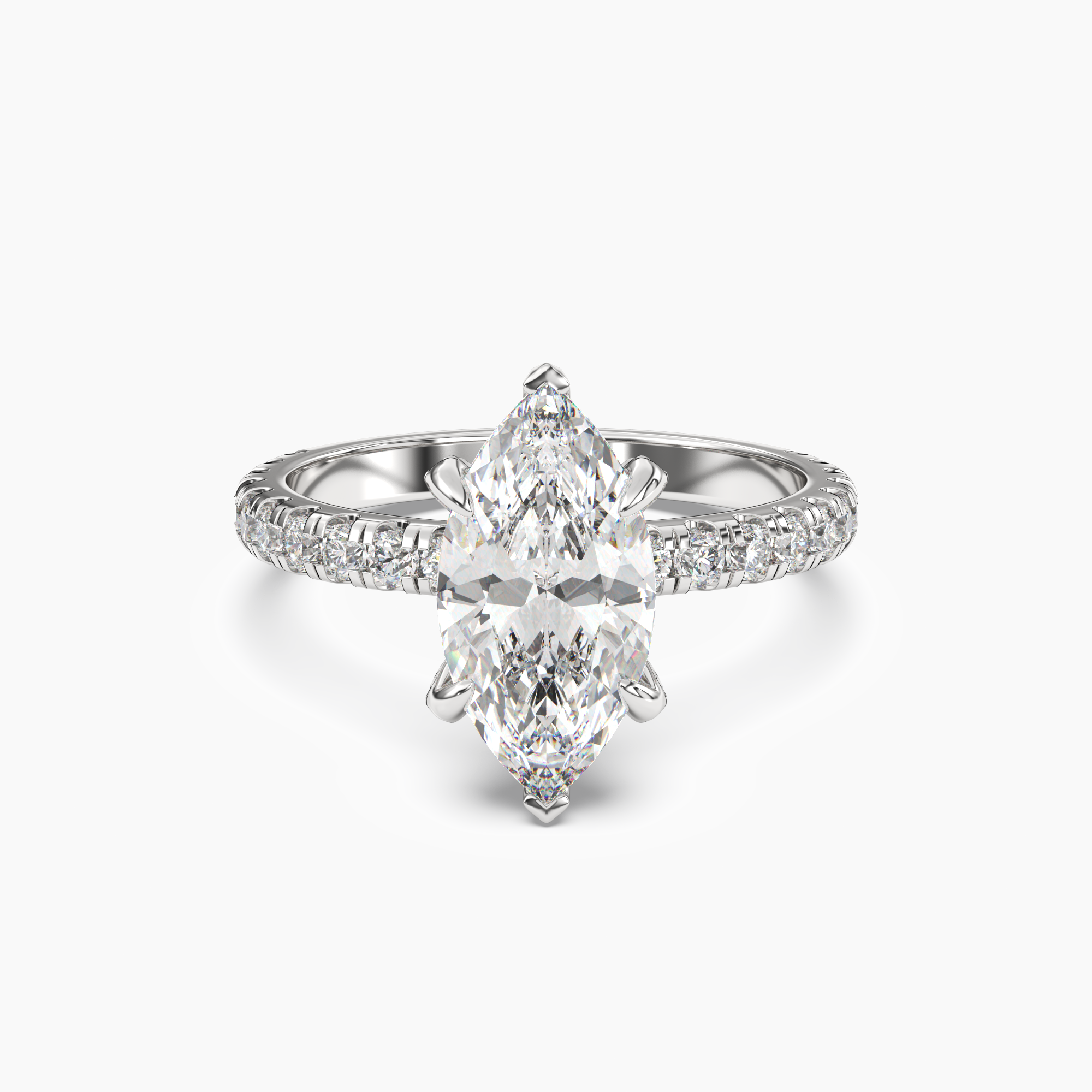 Serena 1.5 Carat Marquise Cut Hidden Halo Lab Grown Diamond Ring in 18K White Gold
