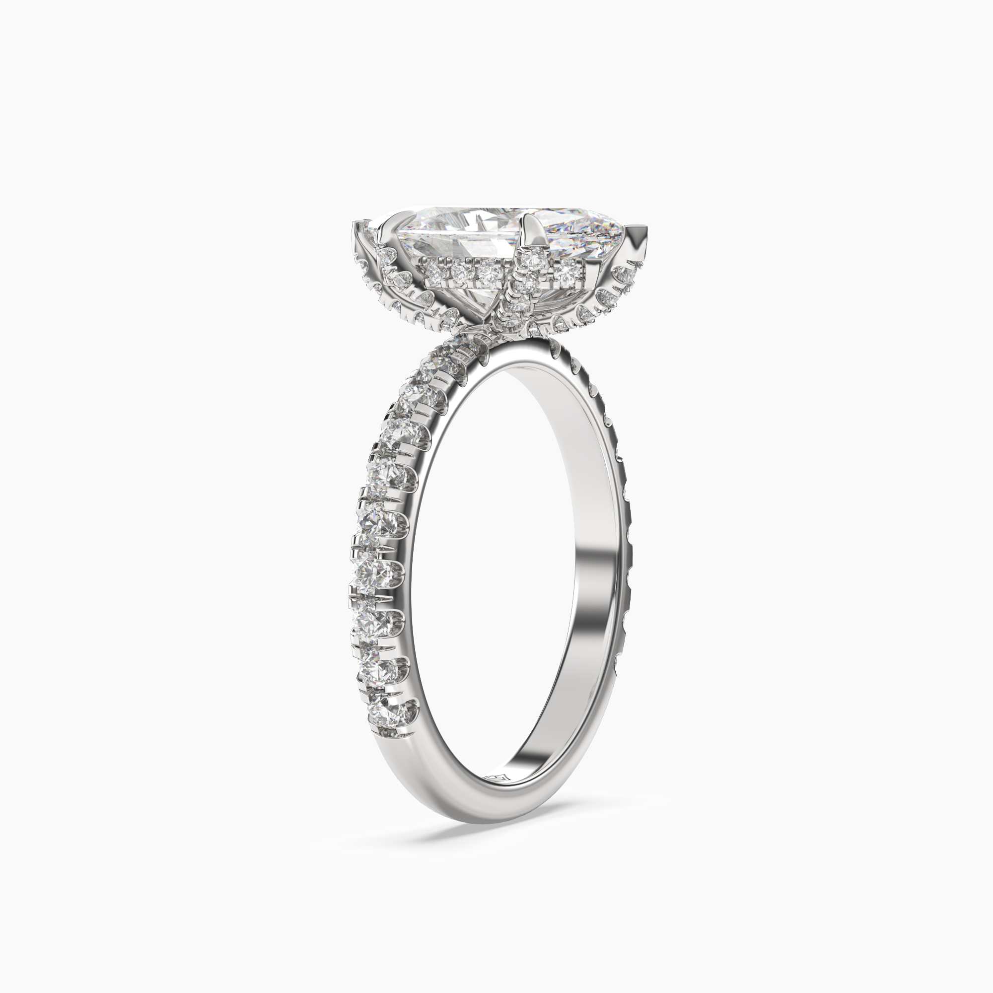 Serena 4 Carat Marquise Cut Hidden Halo Lab Grown Diamond Ring in Silver - View 2