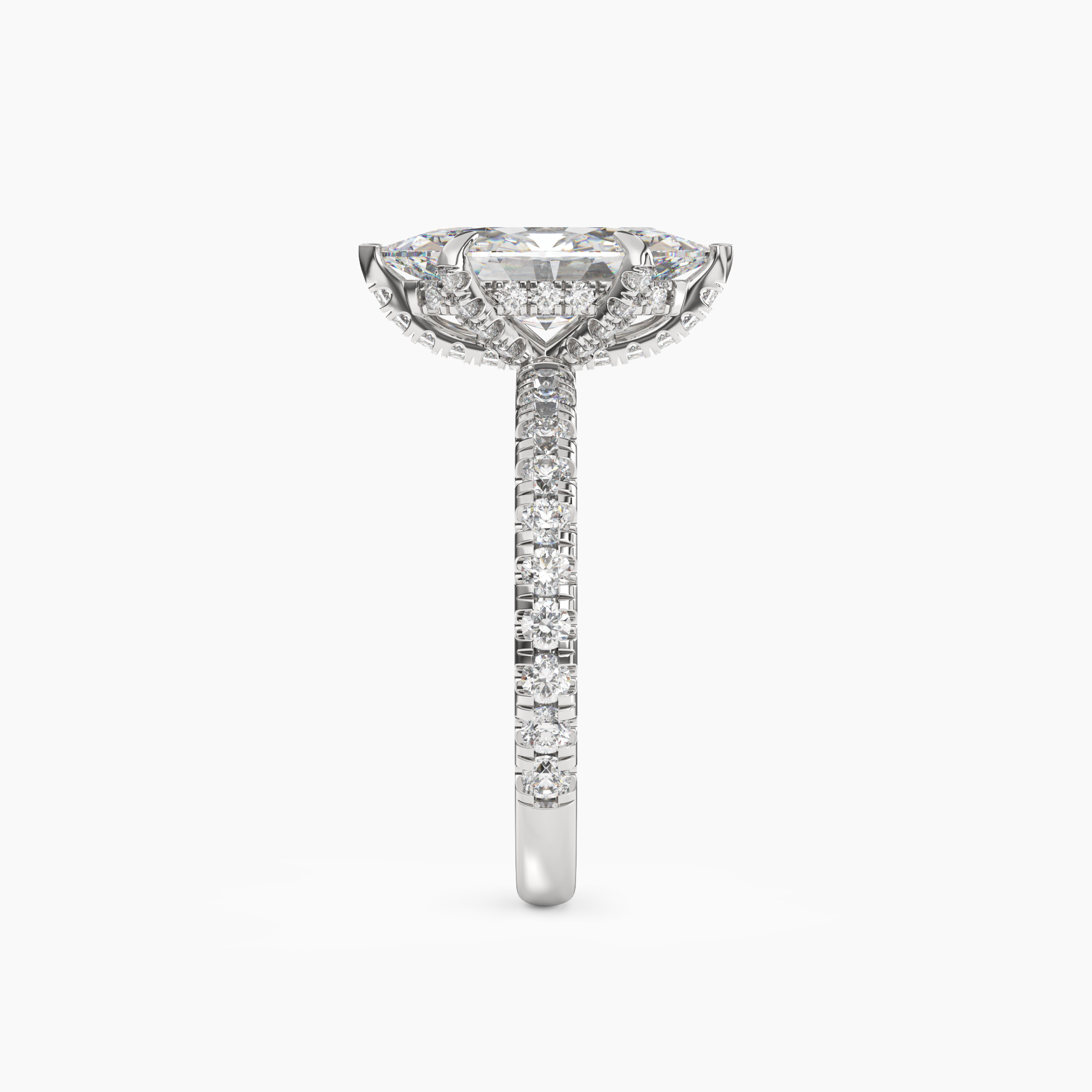 Serena 1.5 Carat Marquise Cut Hidden Halo Lab Grown Diamond Ring in 10K White Gold - View 3