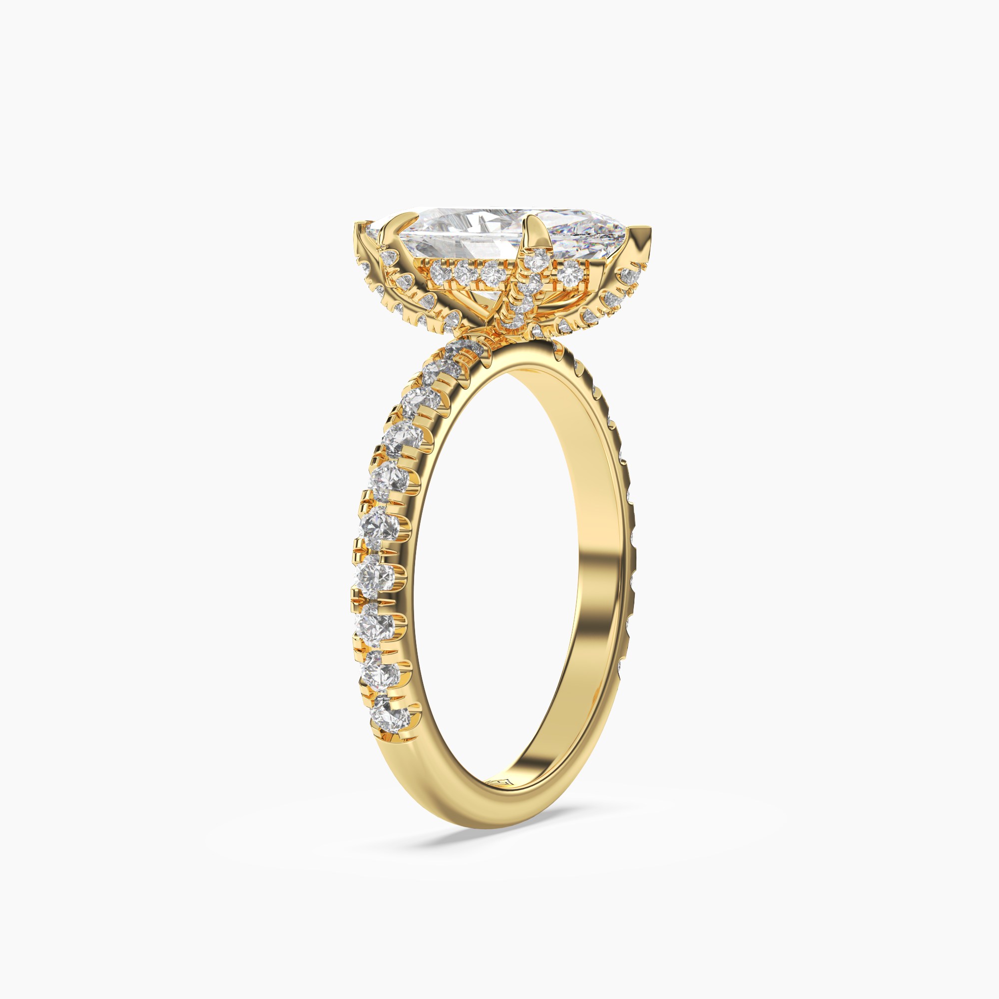 Serena 3 Carat Marquise Cut Hidden Halo Lab Grown Diamond Ring in 10K Rose Gold - View 8