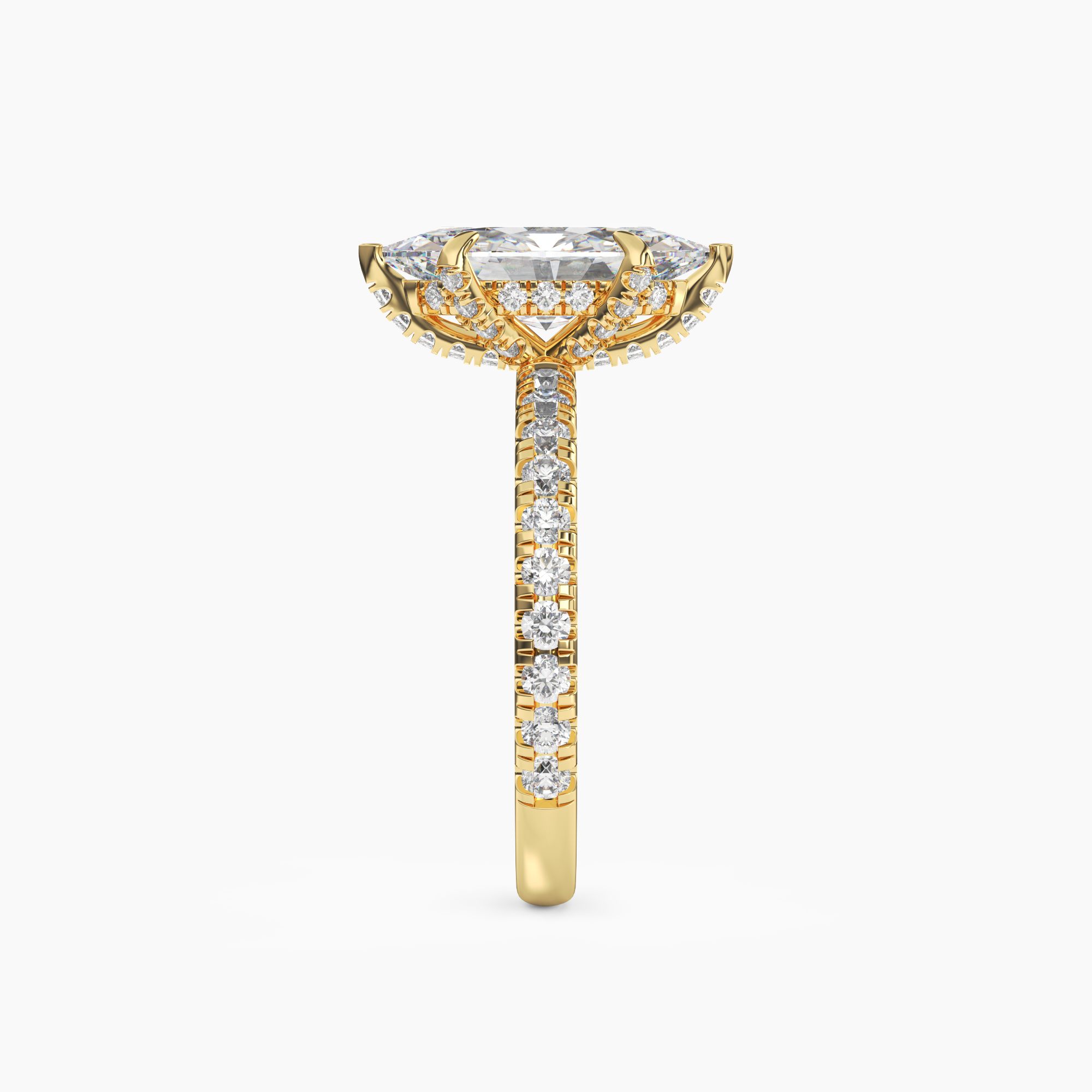 Serena 2 Carat Marquise Cut Hidden Halo Lab Grown Diamond Ring in Silver - View 6