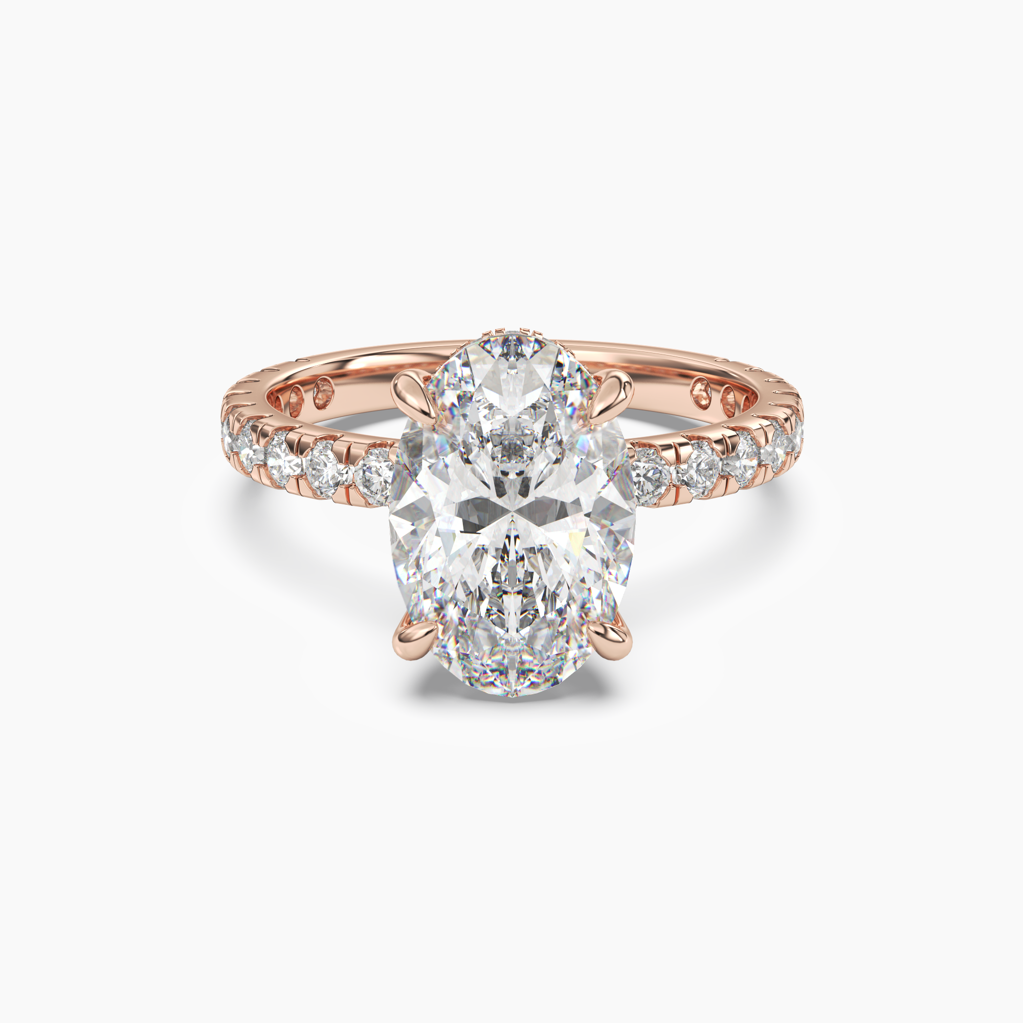 Serena 4 Carat Oval Cut Pave Lab Grown Diamond Ring in Platinum - View 7