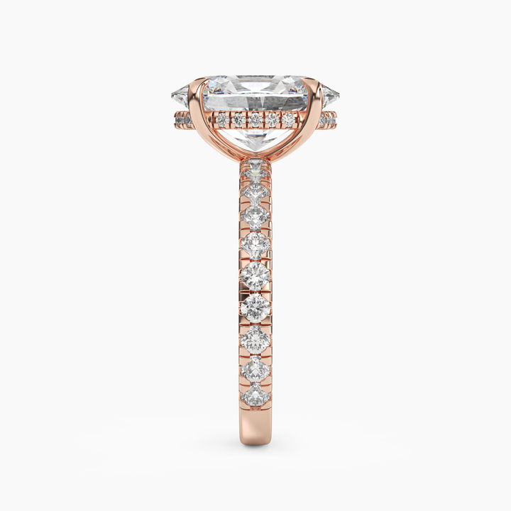 Serena 4 Carat Oval Cut Pave Lab Grown Diamond Ring in 14K Yellow Gold - View 9