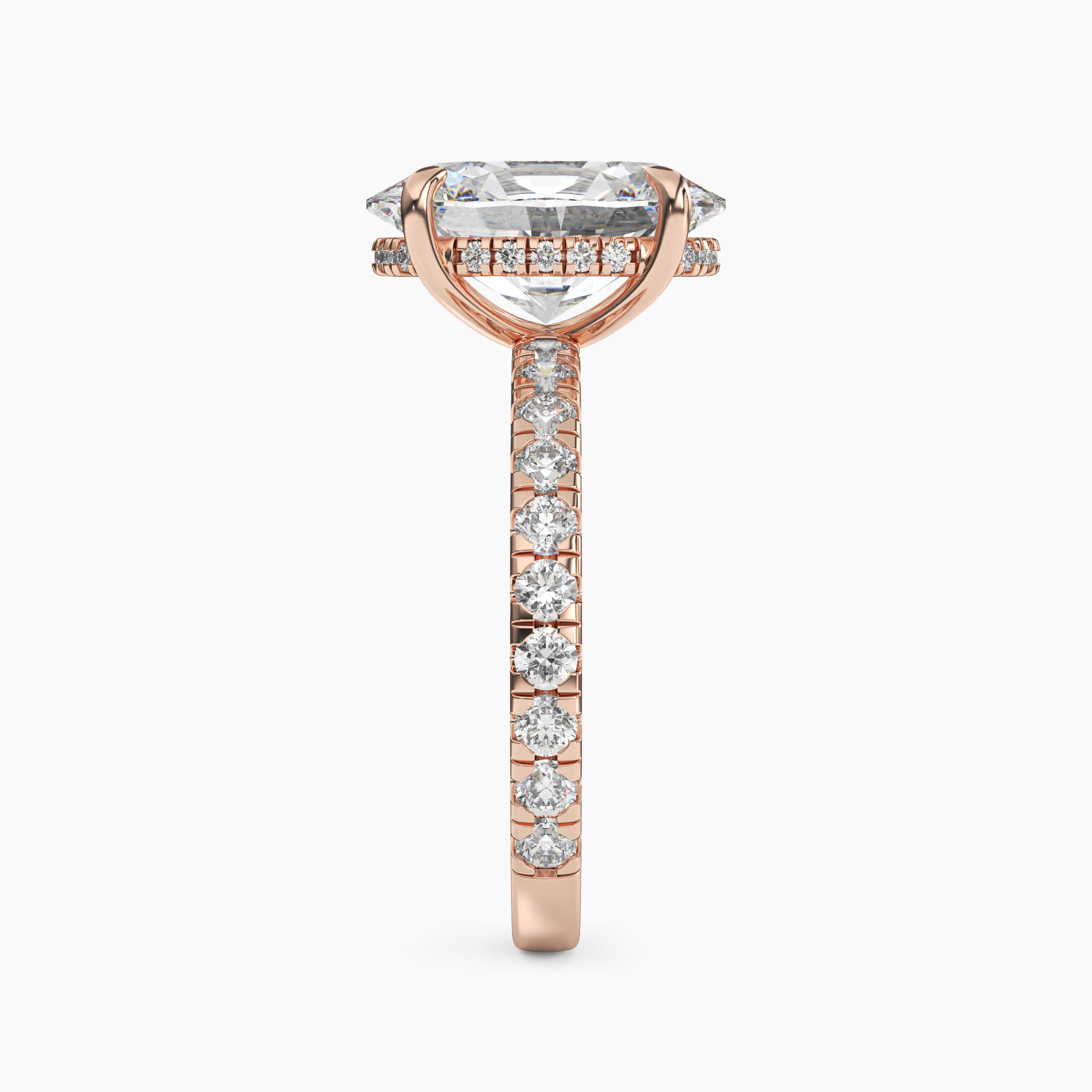 Serena 4.5 Carat Oval Cut Pave Lab Grown Diamond Ring in Silver - View 9