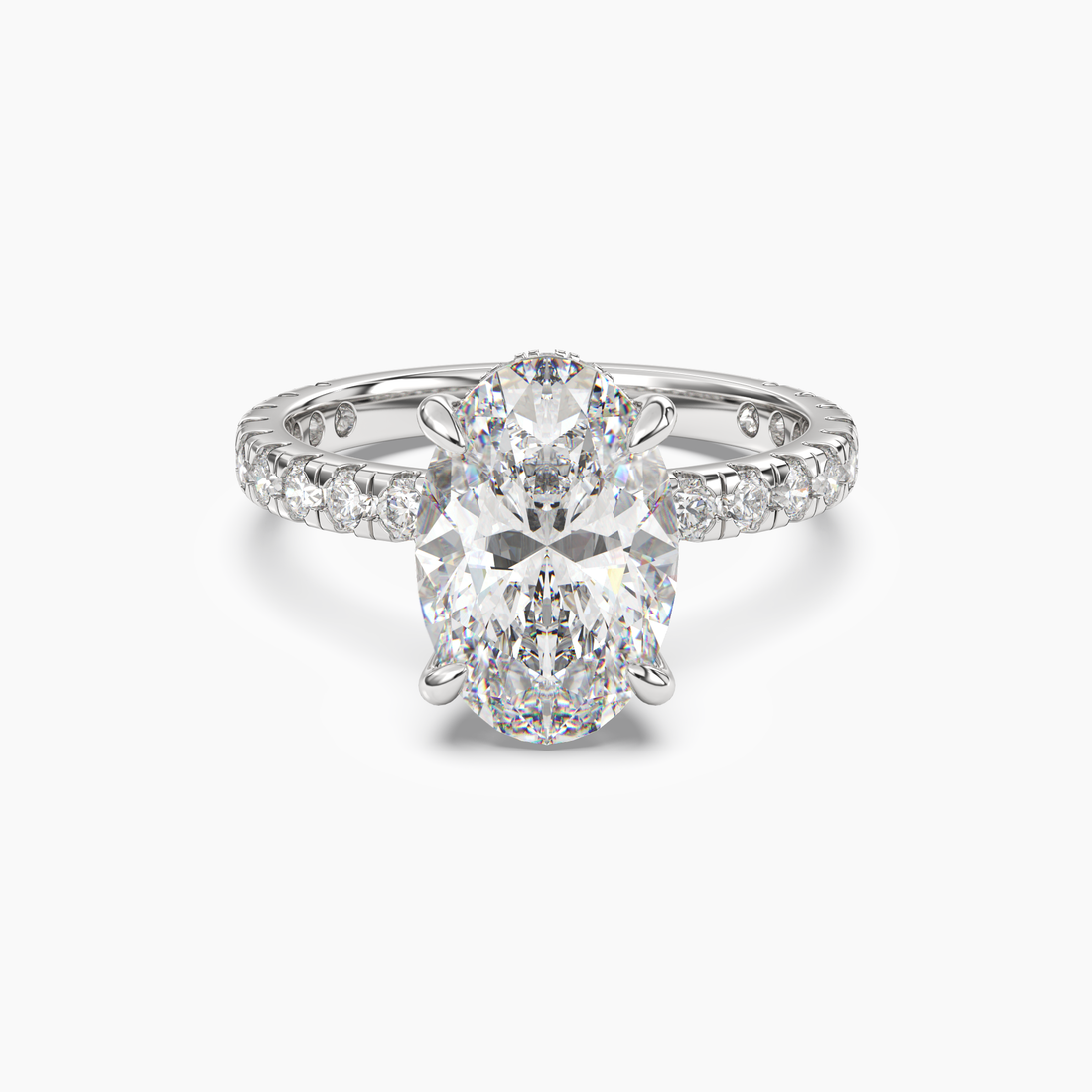 Serena 1 Carat Oval Cut Pave Lab Grown Diamond Ring in 10K White Gold