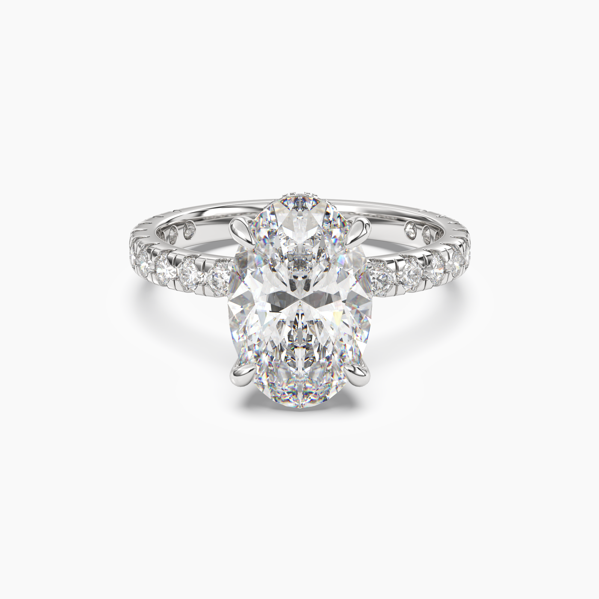 Serena 3.5 Carat Oval Cut Pave Lab Grown Diamond Ring in 14K White Gold