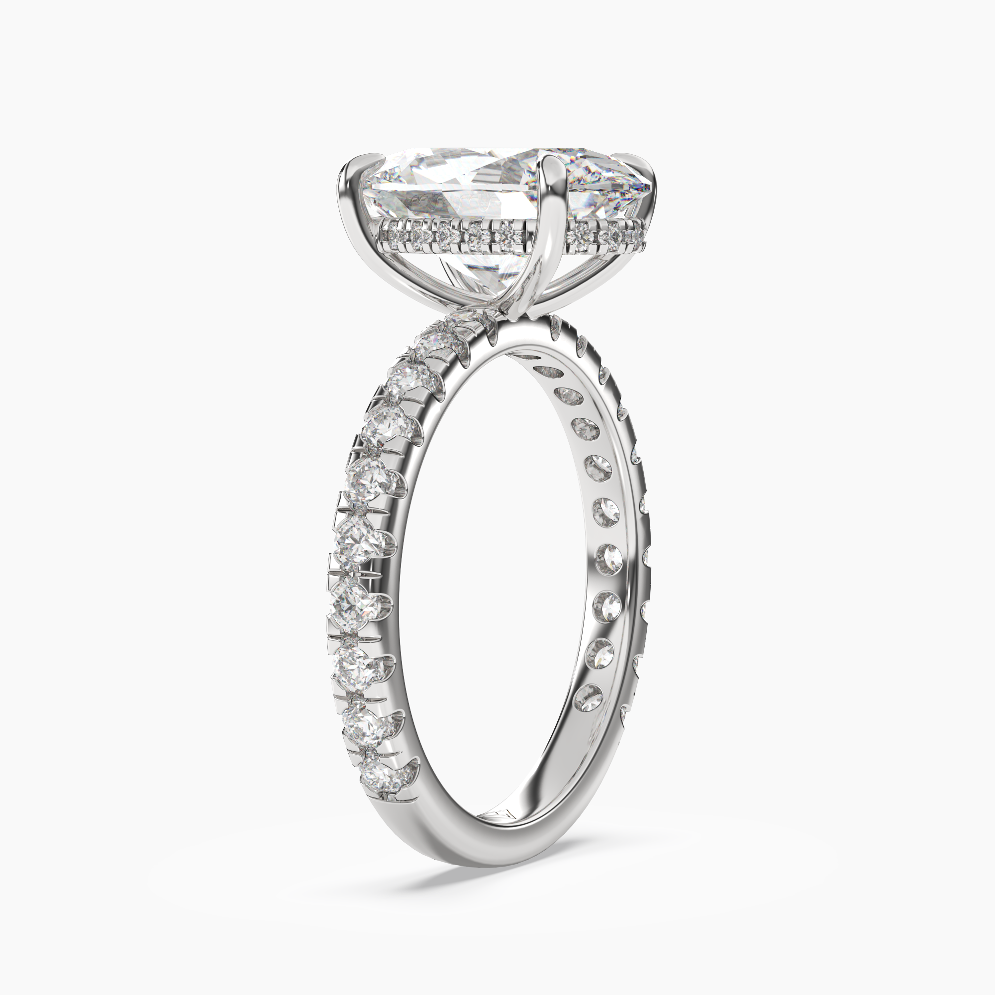 Serena 4.5 Carat Oval Cut Pave Lab Grown Diamond Ring in Platinum - View 2