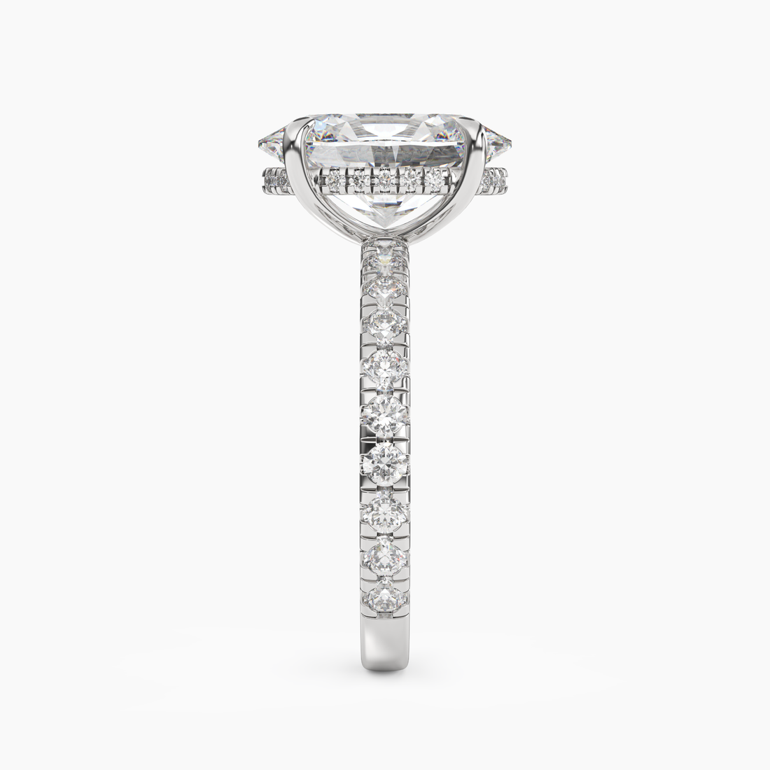 Serena 4 Carat Oval Cut Pave Lab Grown Diamond Ring in Platinum - View 3