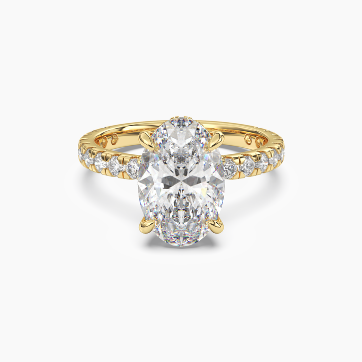 Serena 4 Carat Oval Cut Pave Lab Grown Diamond Ring in 14K Yellow Gold