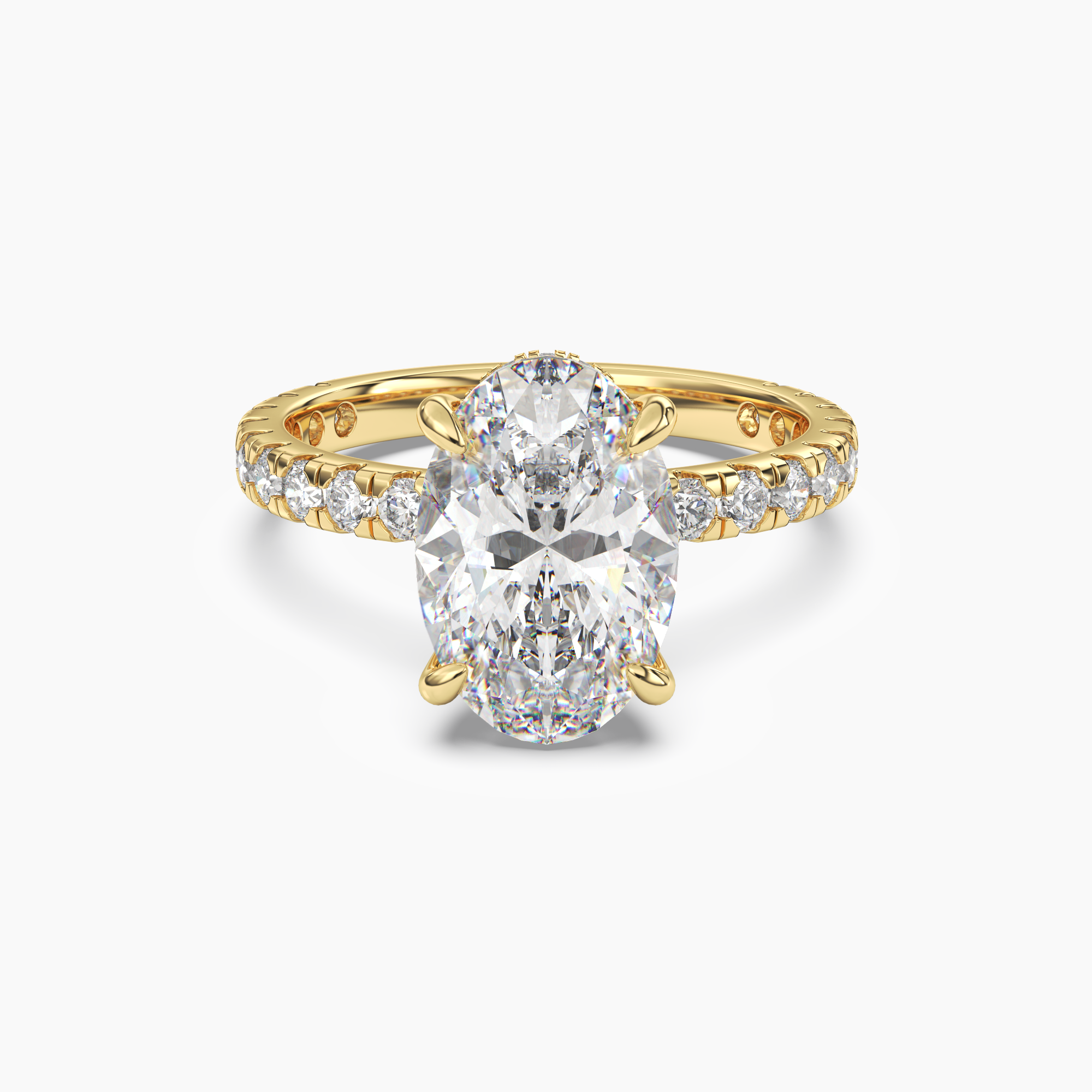 Serena 3.5 Carat Oval Cut Pave Lab Grown Diamond Ring in Silver - View 4
