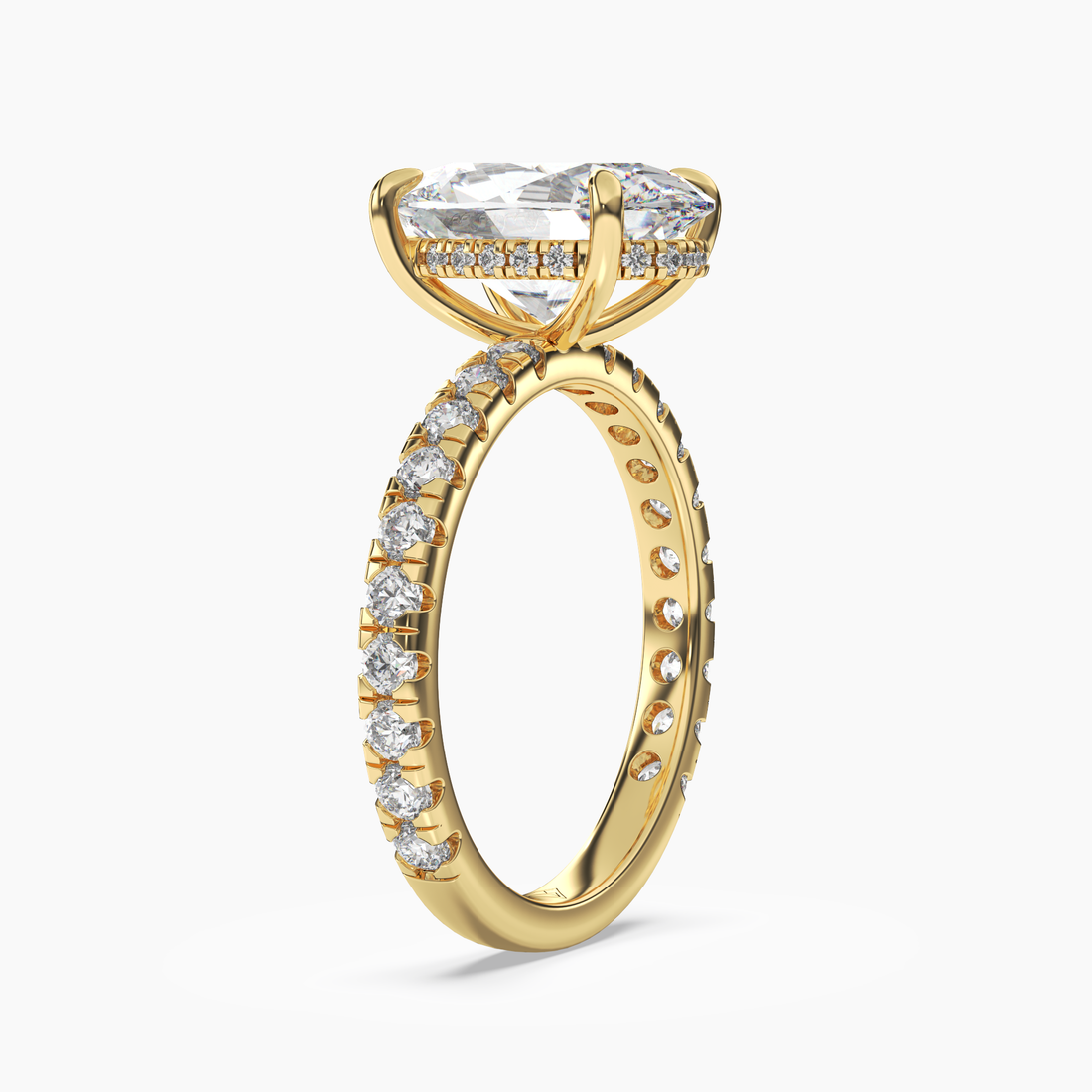Serena 2.5 Carat Oval Cut Pave Lab Grown Diamond Ring in 14K Rose Gold - View 8