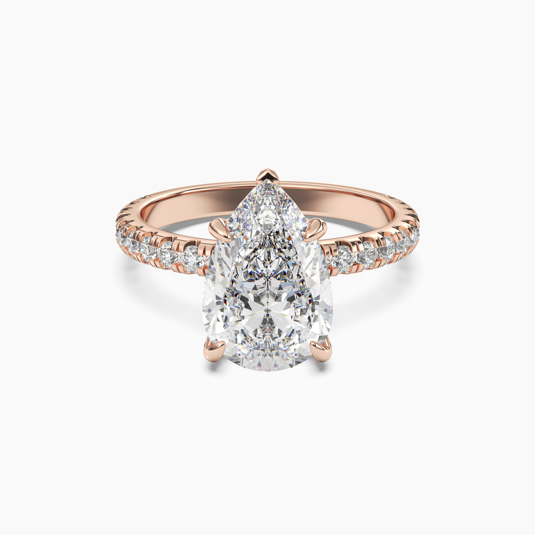 Serena 3.5 Carat Pear Cut Hidden Halo Lab Grown Diamond Ring in Silver - View 7