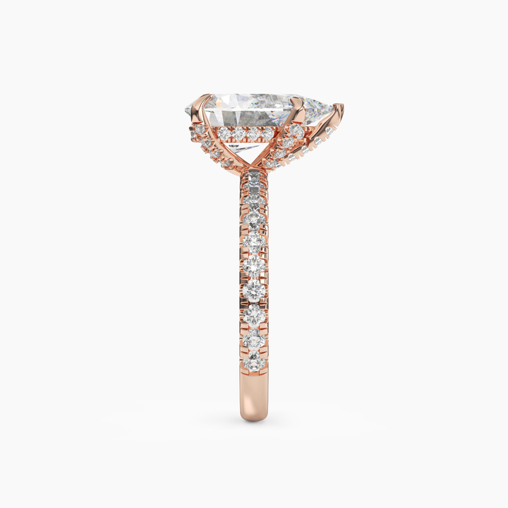 Serena 3 Carat Pear Cut Hidden Halo Lab Grown Diamond Ring in 14K Yellow Gold - View 9