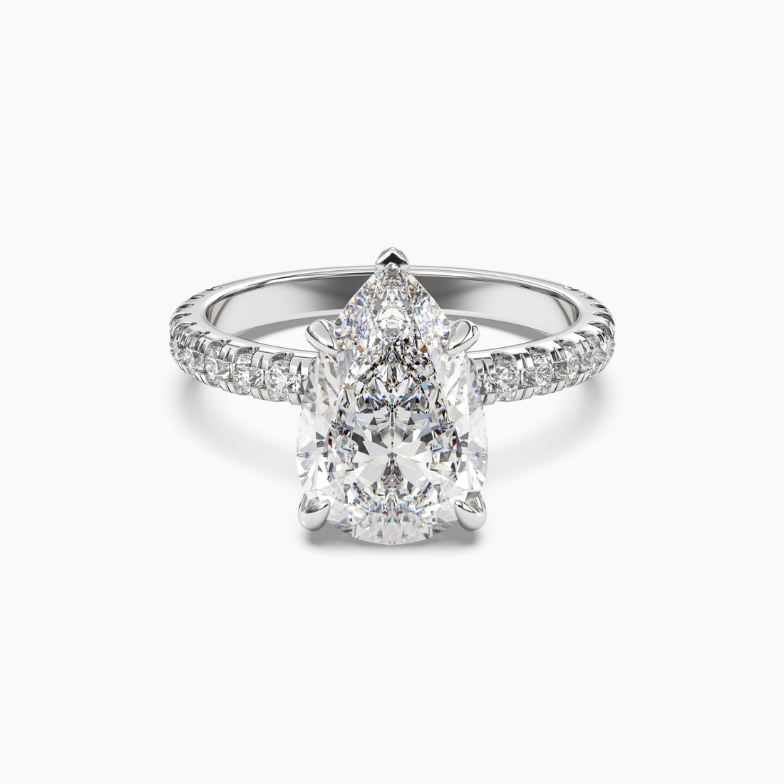 Serena 4.5 Carat Pear Cut Hidden Halo Lab Grown Diamond Ring in 18K Rose Gold - View 4