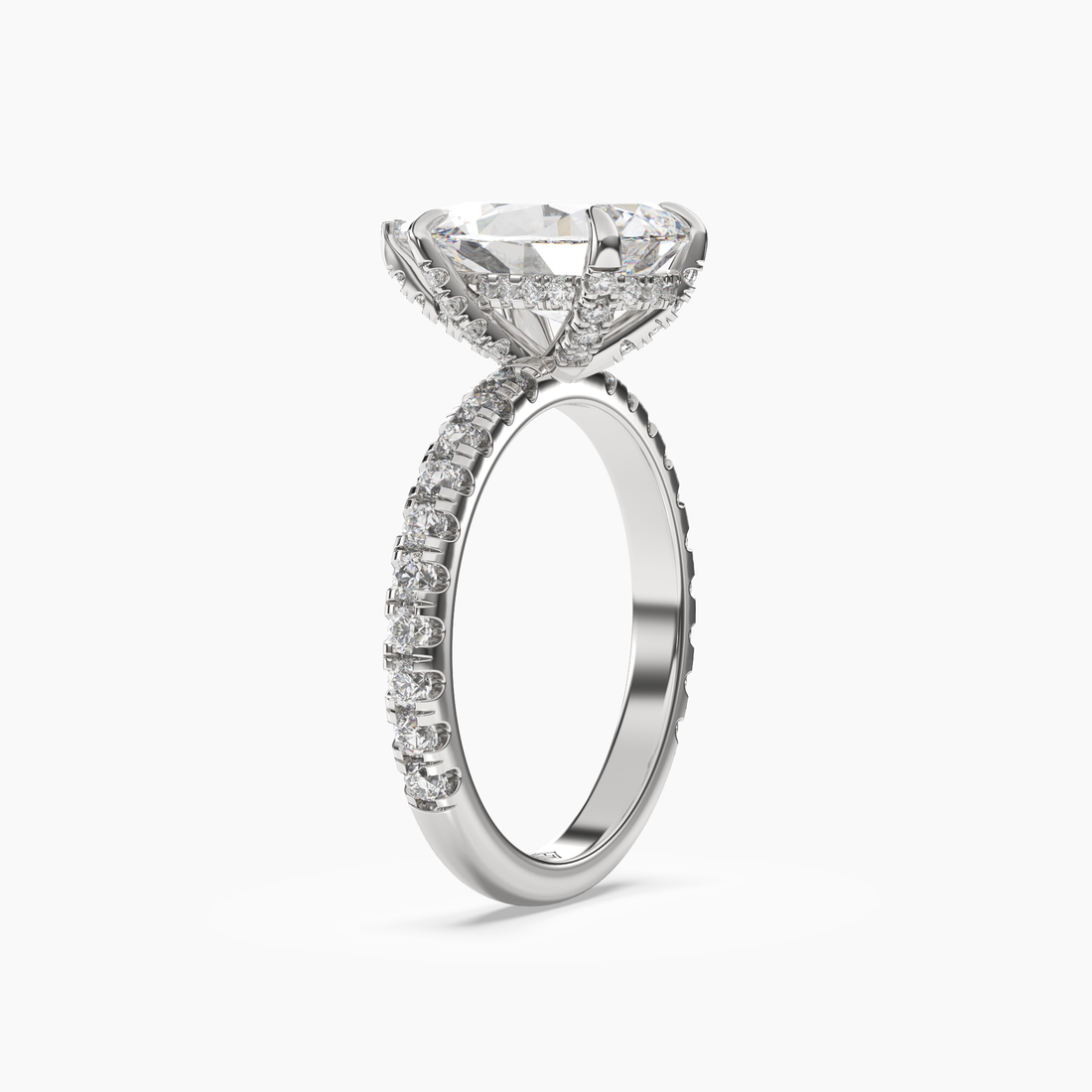 Serena 2 Carat Pear Cut Hidden Halo Lab Grown Diamond Ring in Platinum - View 2