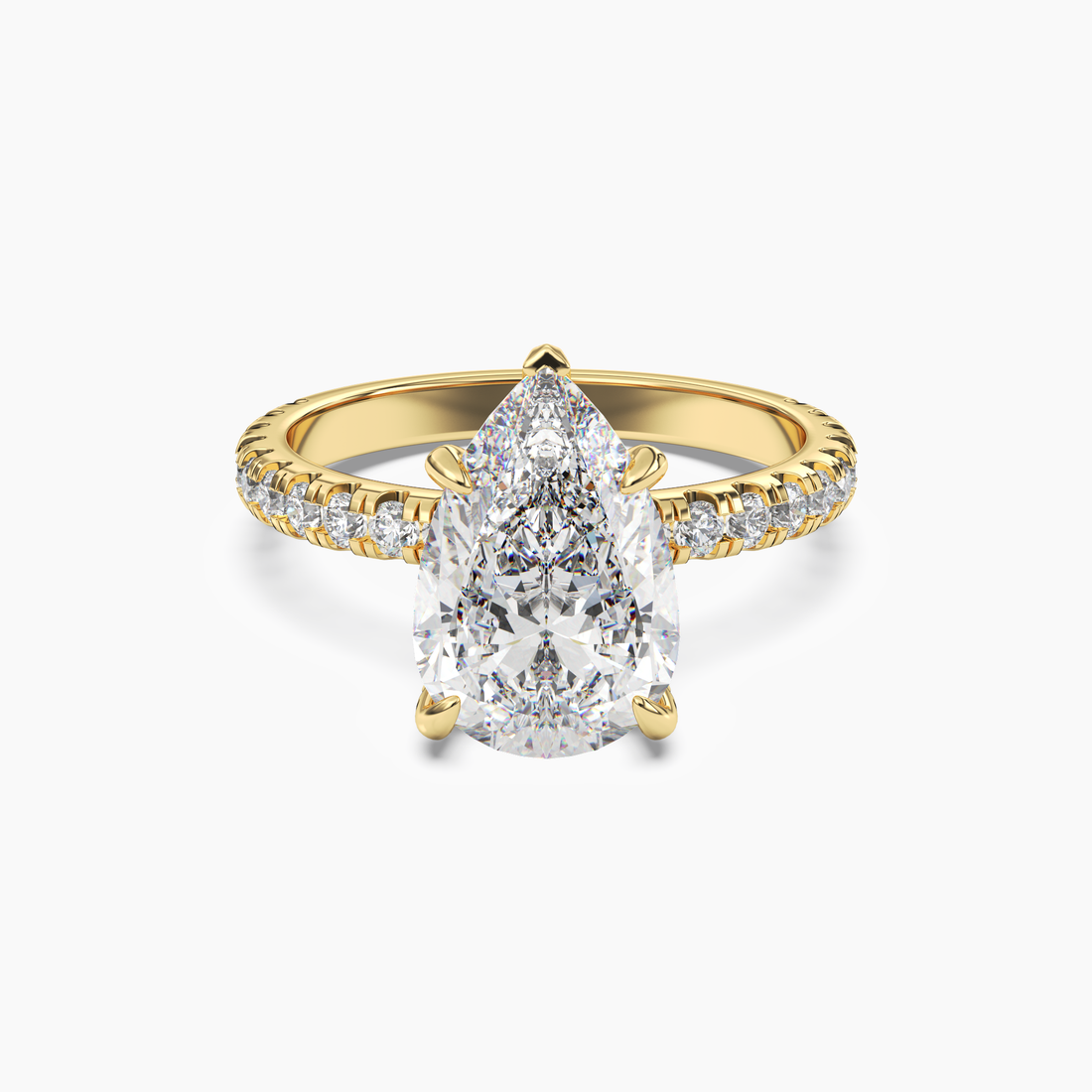 Serena 3.5 Carat Pear Cut Hidden Halo Lab Grown Diamond Ring in Silver - View 4