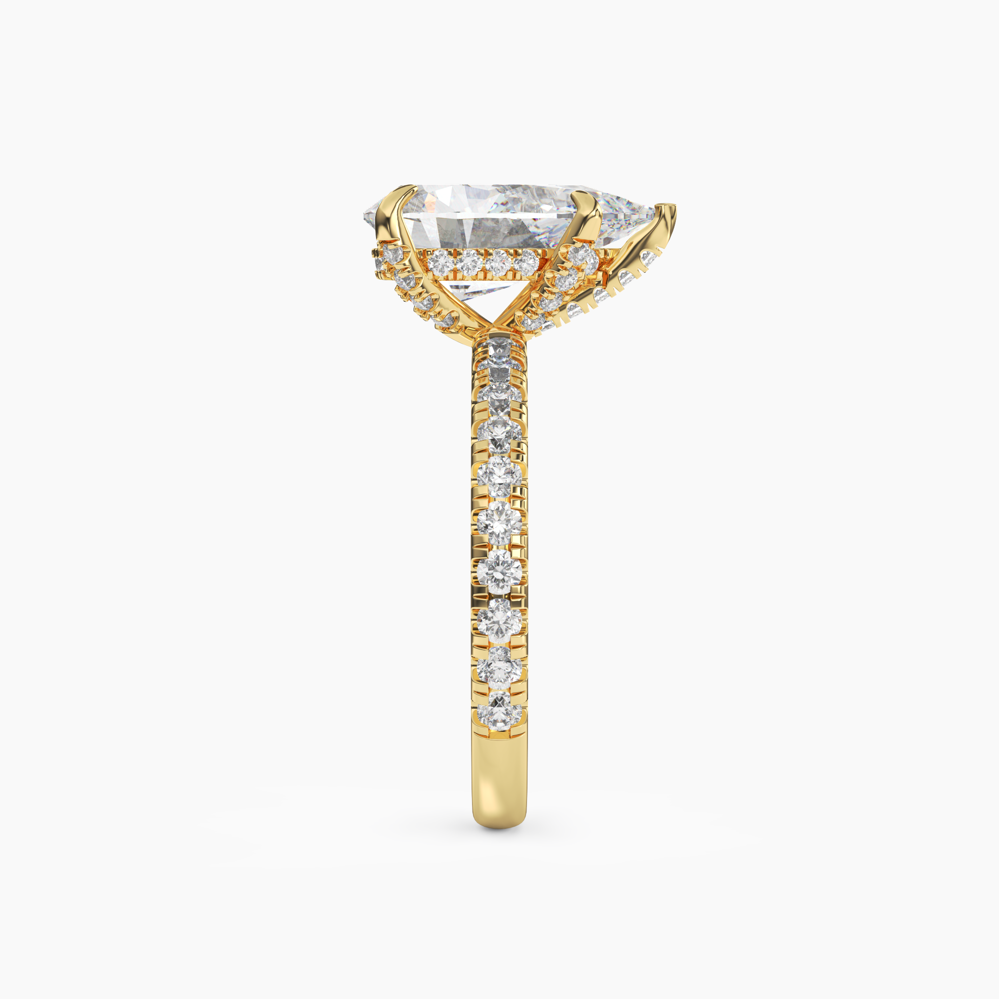 Serena 3.5 Carat Pear Cut Hidden Halo Lab Grown Diamond Ring in Silver - View 6