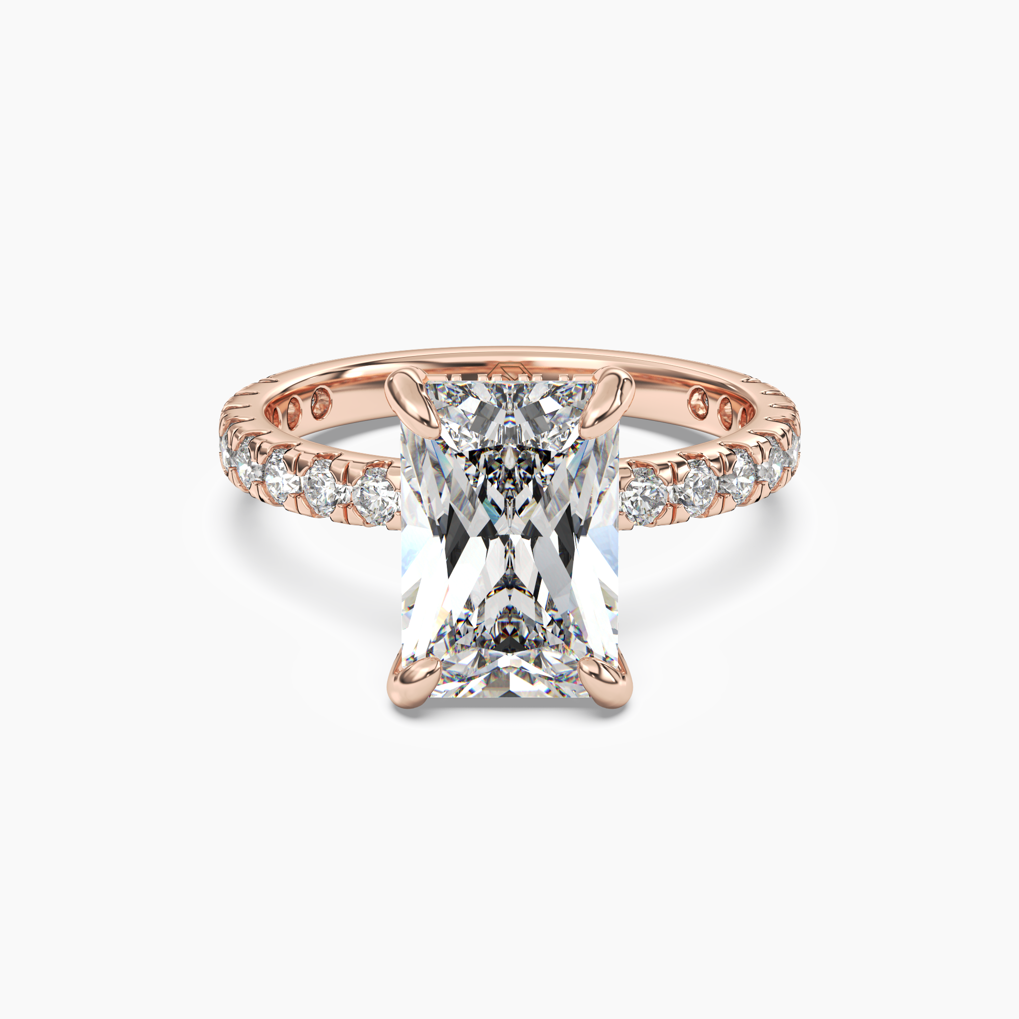 Serena 2 Carat Radiant Cut Pave Lab Grown Diamond Ring in 18K Rose Gold