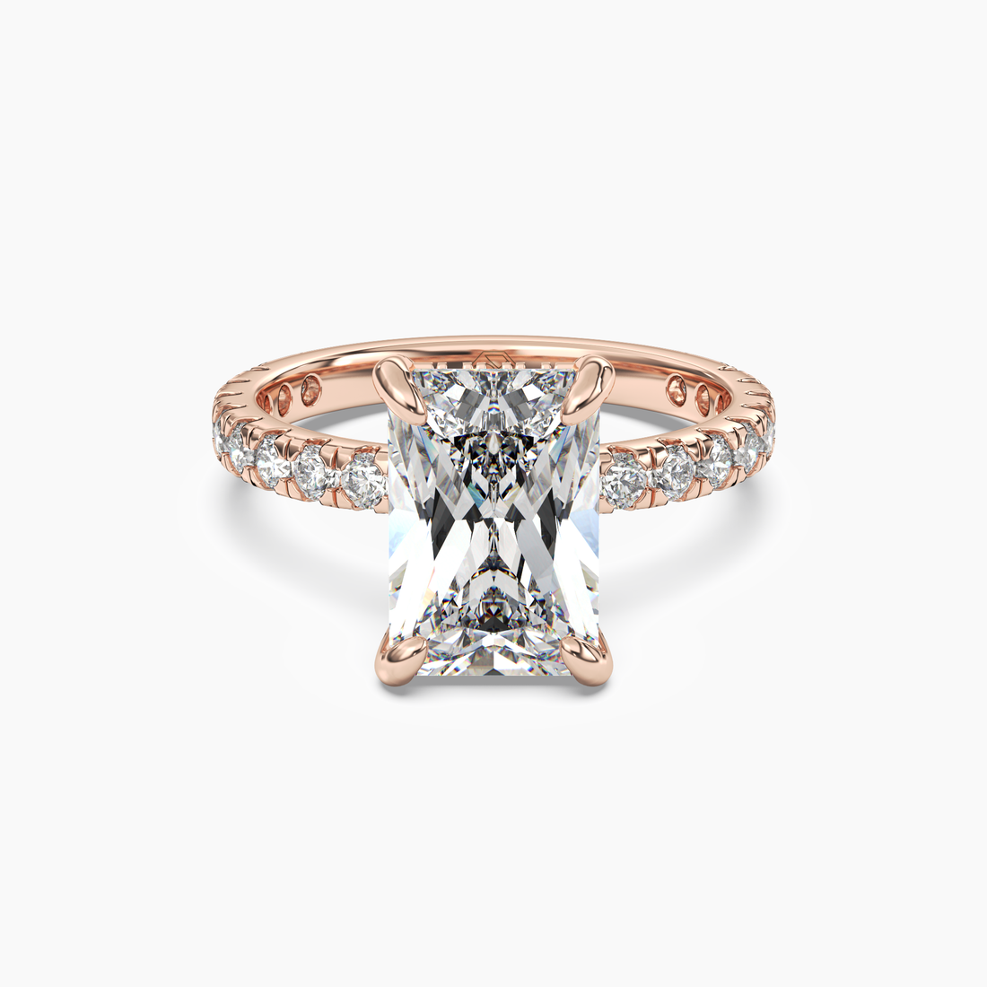 Serena 2 Carat Radiant Cut Pave Lab Grown Diamond Ring in 18K Rose Gold