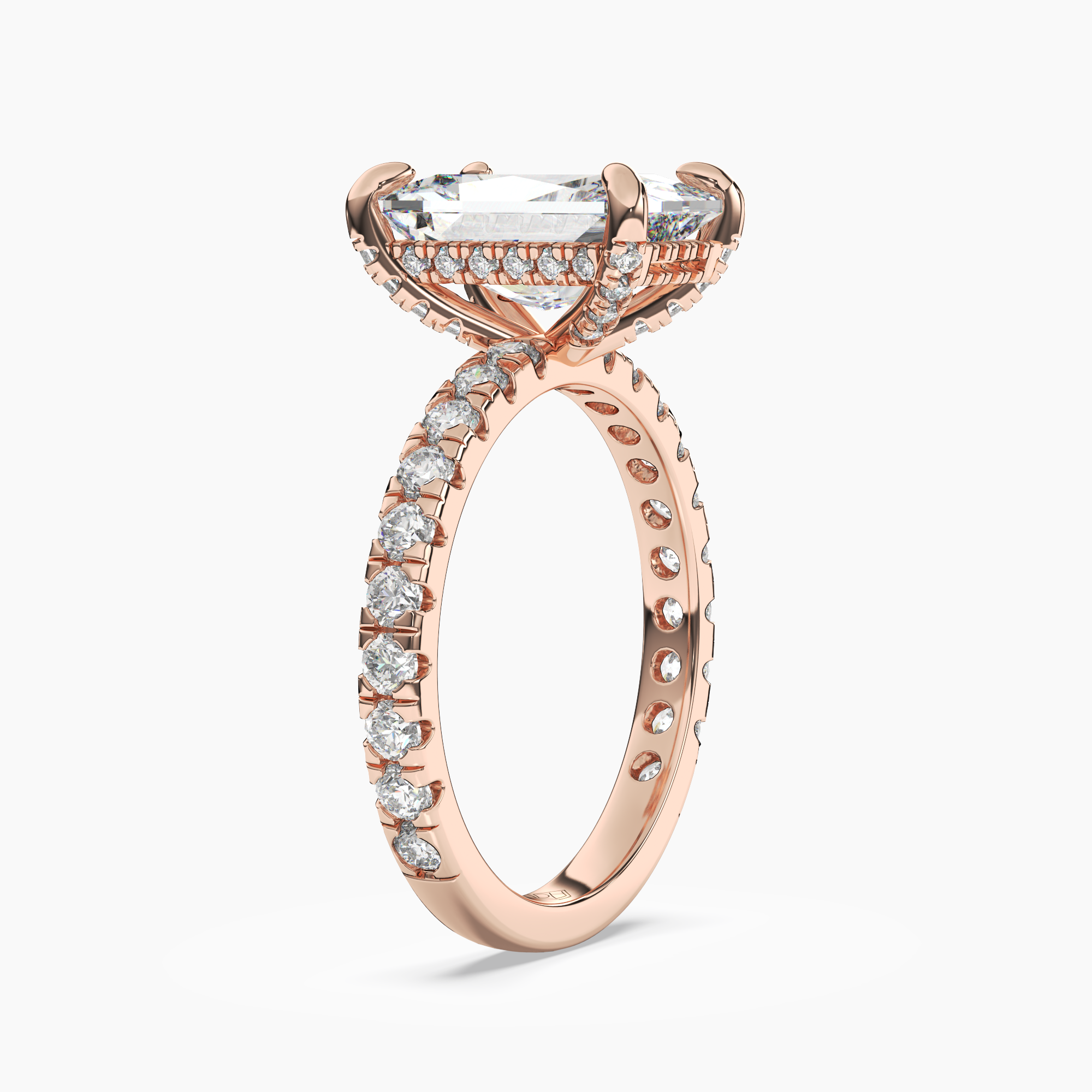 Serena 2.5 Carat Radiant Cut Pave Lab Grown Diamond Ring in 18K Rose Gold - View 2