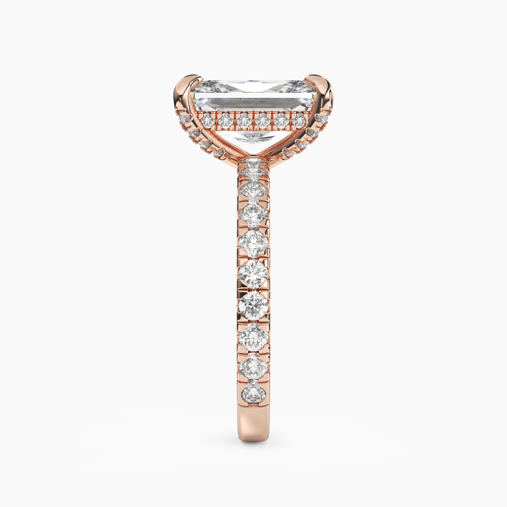 Serena 1 Carat Radiant Cut Pave Lab Grown Diamond Ring in 10K Rose Gold - View 3