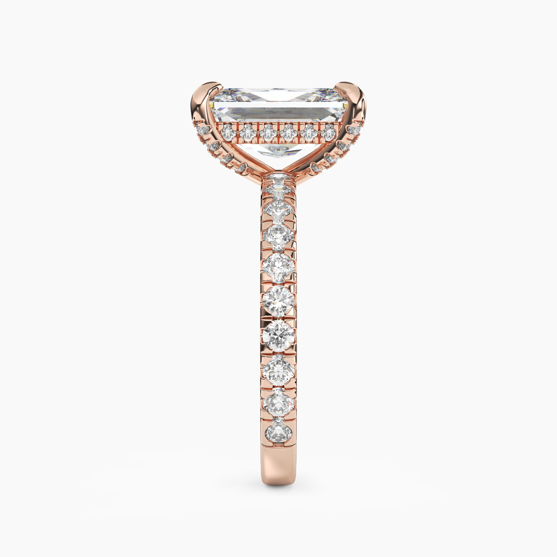 Serena 1.5 Carat Radiant Cut Pave Lab Grown Diamond Ring in 18K Rose Gold - View 3