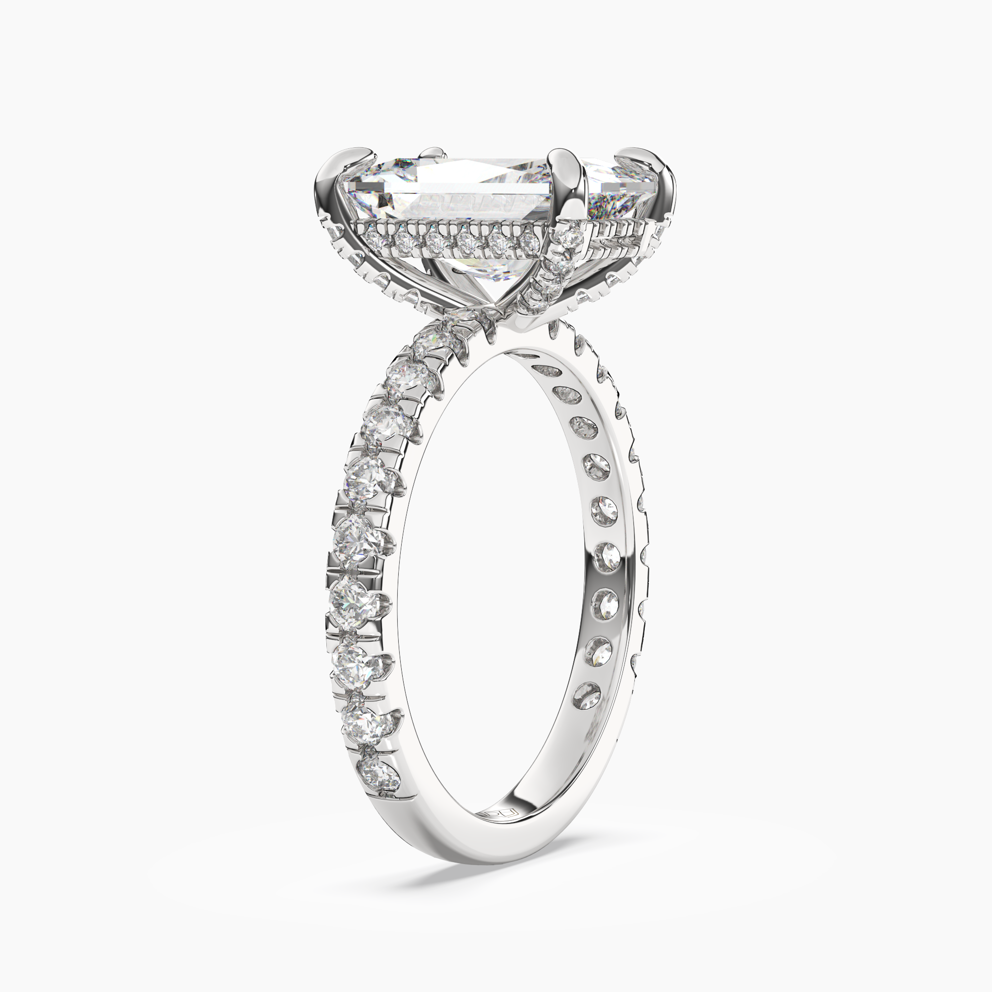 Serena 2.5 Carat Radiant Cut Pave Lab Grown Diamond Ring in Silver - View 2