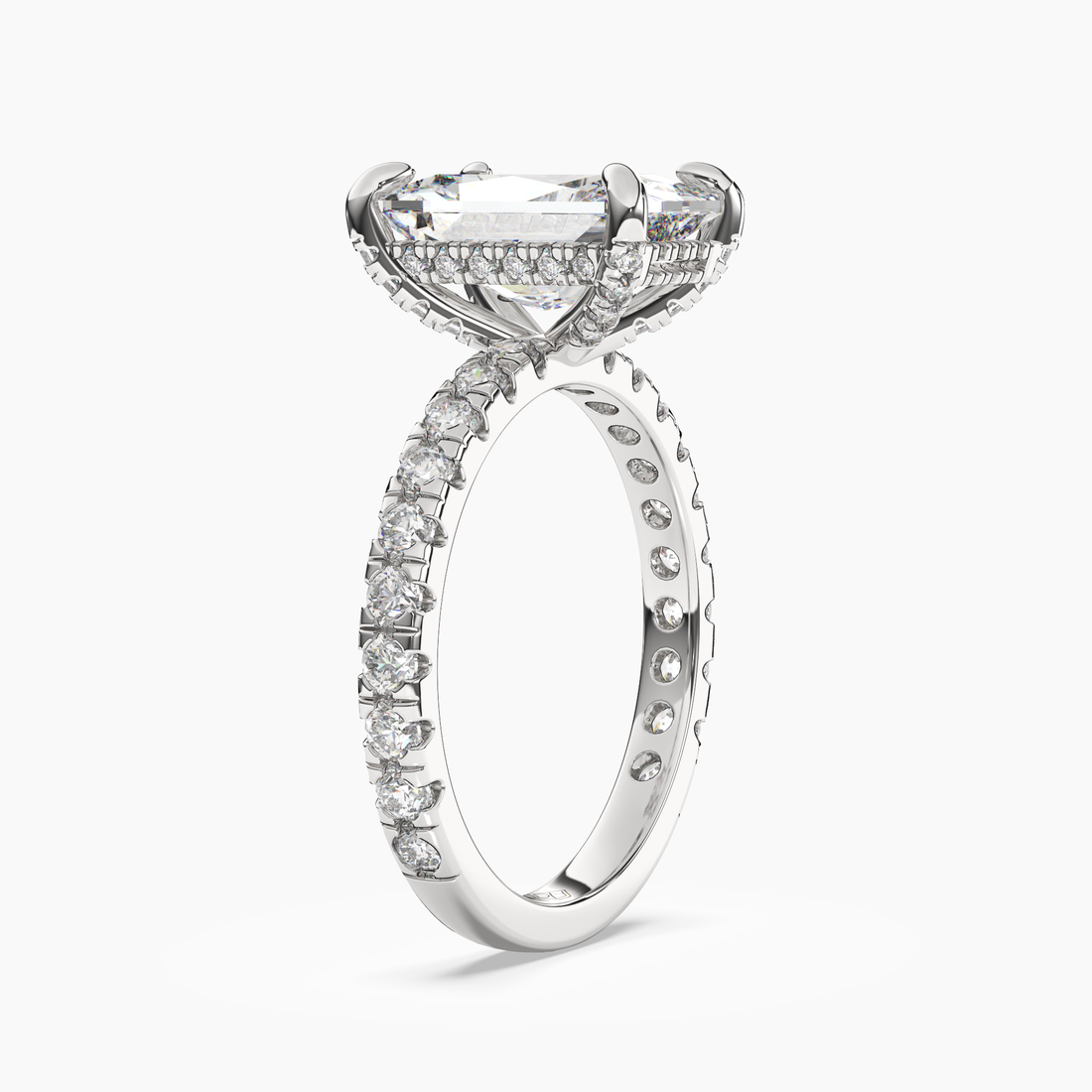 Serena 3 Carat Radiant Cut Pave Lab Grown Diamond Ring in 10K White Gold - View 2