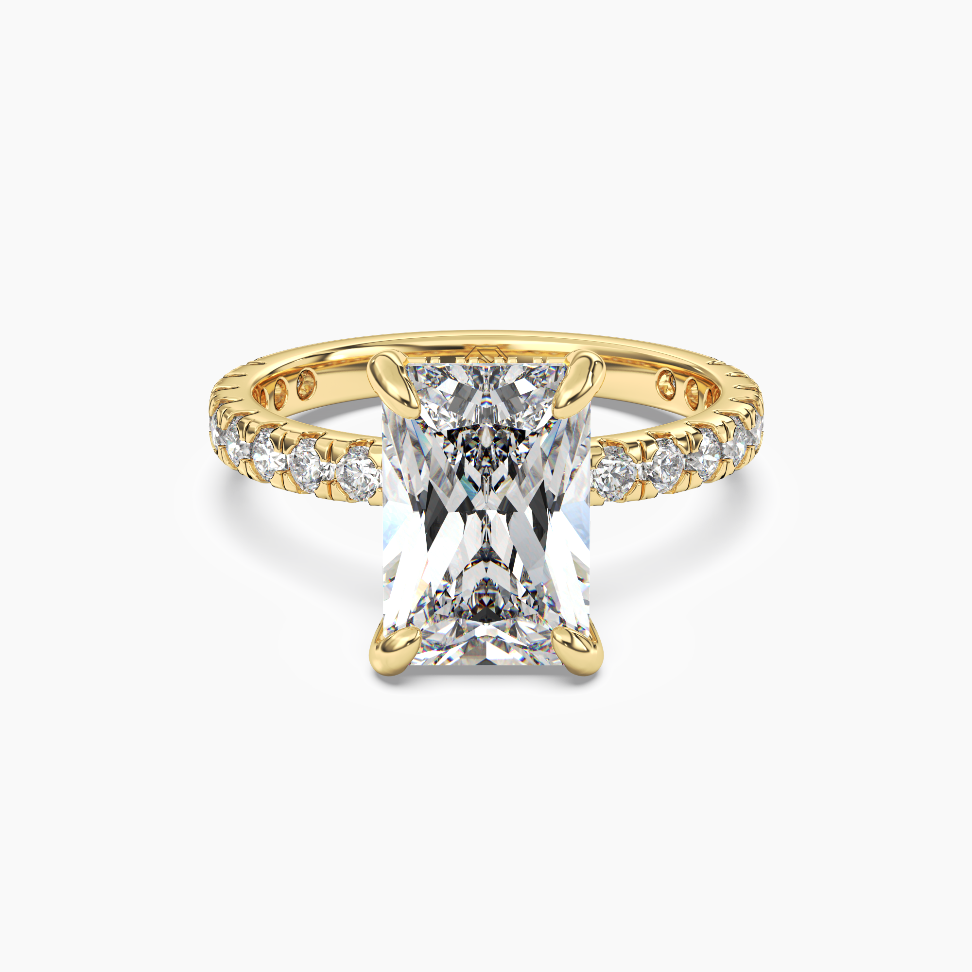 Serena 2.5 Carat Radiant Cut Pave Lab Grown Diamond Ring in 14K Yellow Gold