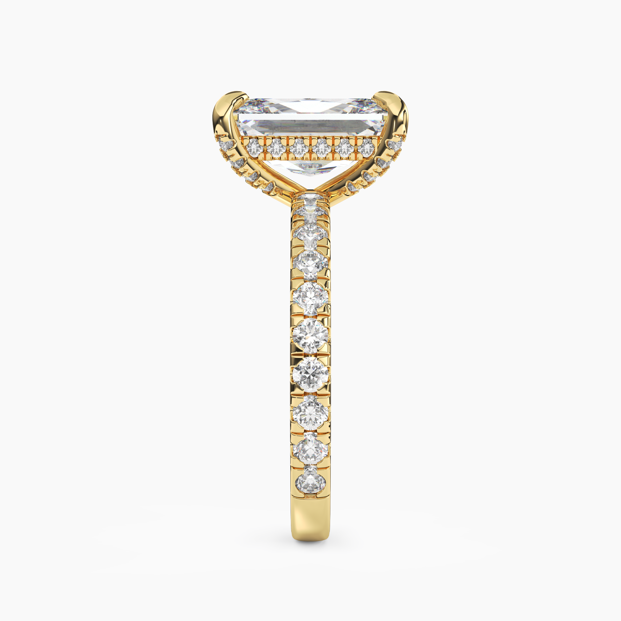 Serena 4.5 Carat Radiant Cut Pave Lab Grown Diamond Ring in 10K Yellow Gold - View 3