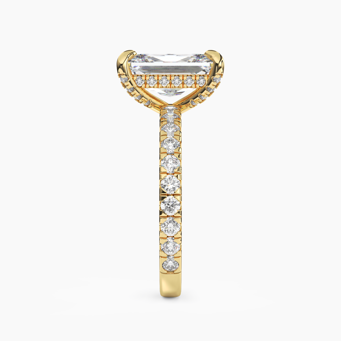 Serena 3.5 Carat Radiant Cut Pave Lab Grown Diamond Ring in 10K Yellow Gold - View 3